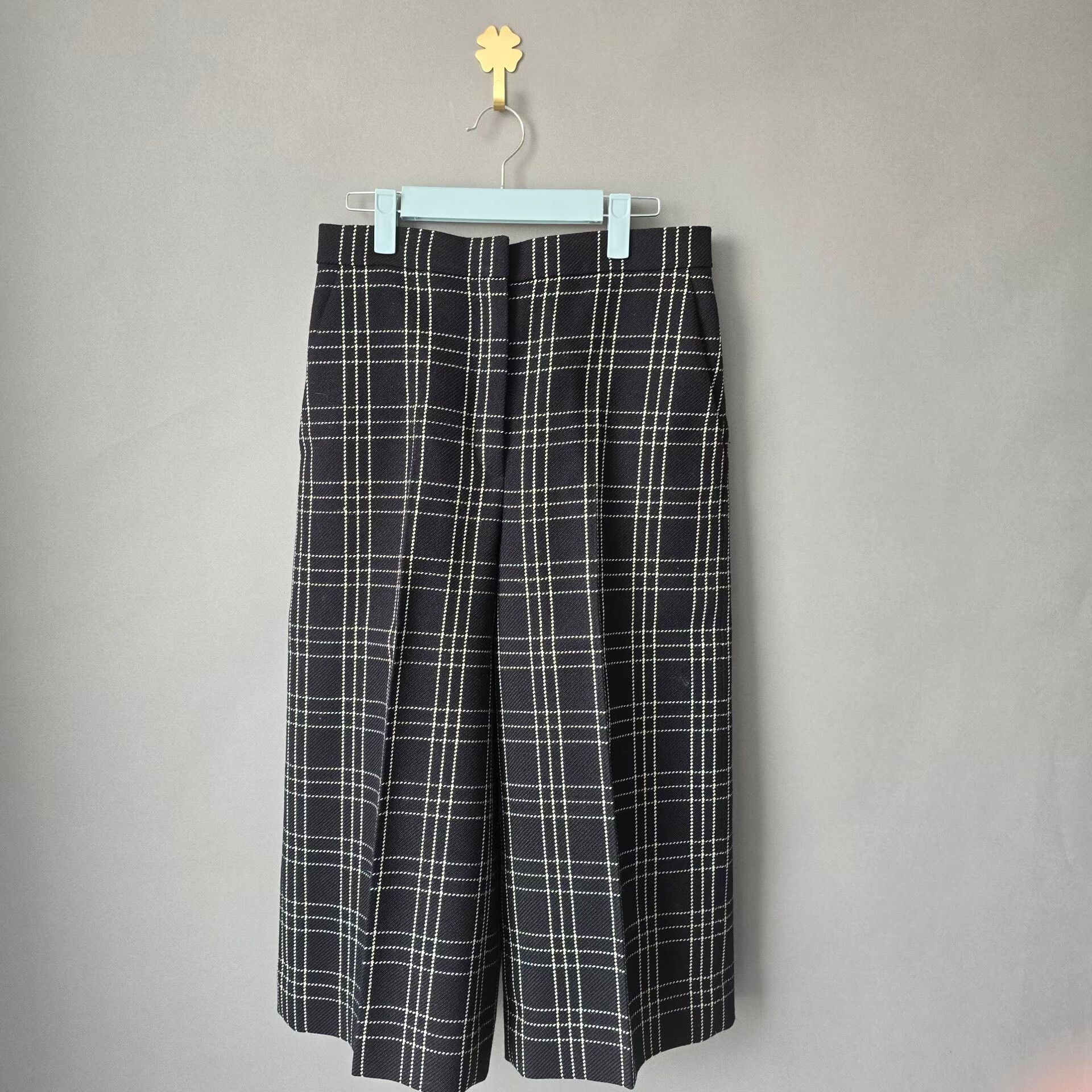 Dior black checkered wool cropped pants Size 34" / US 12 / IT 48 - 1 Thumbnail