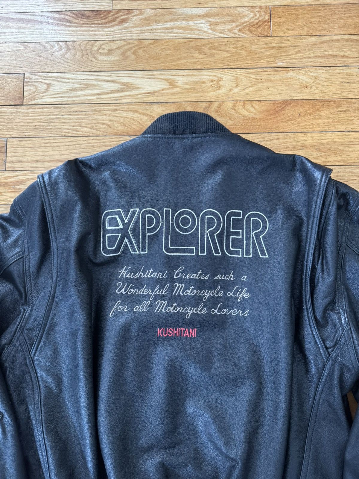 Vintage Vintage Kushitani Leather Explorer Bomber Jacket Size US L / EU 52-54 / 3 - 7 Thumbnail