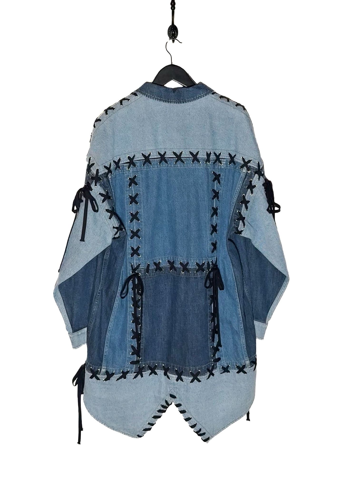 Dolce & Gabbana Dolce & Gabbana Blue Denim Patchwork Laced-up Shirt Jacket Size M / US 6-8 / IT 42-44 - 5 Thumbnail
