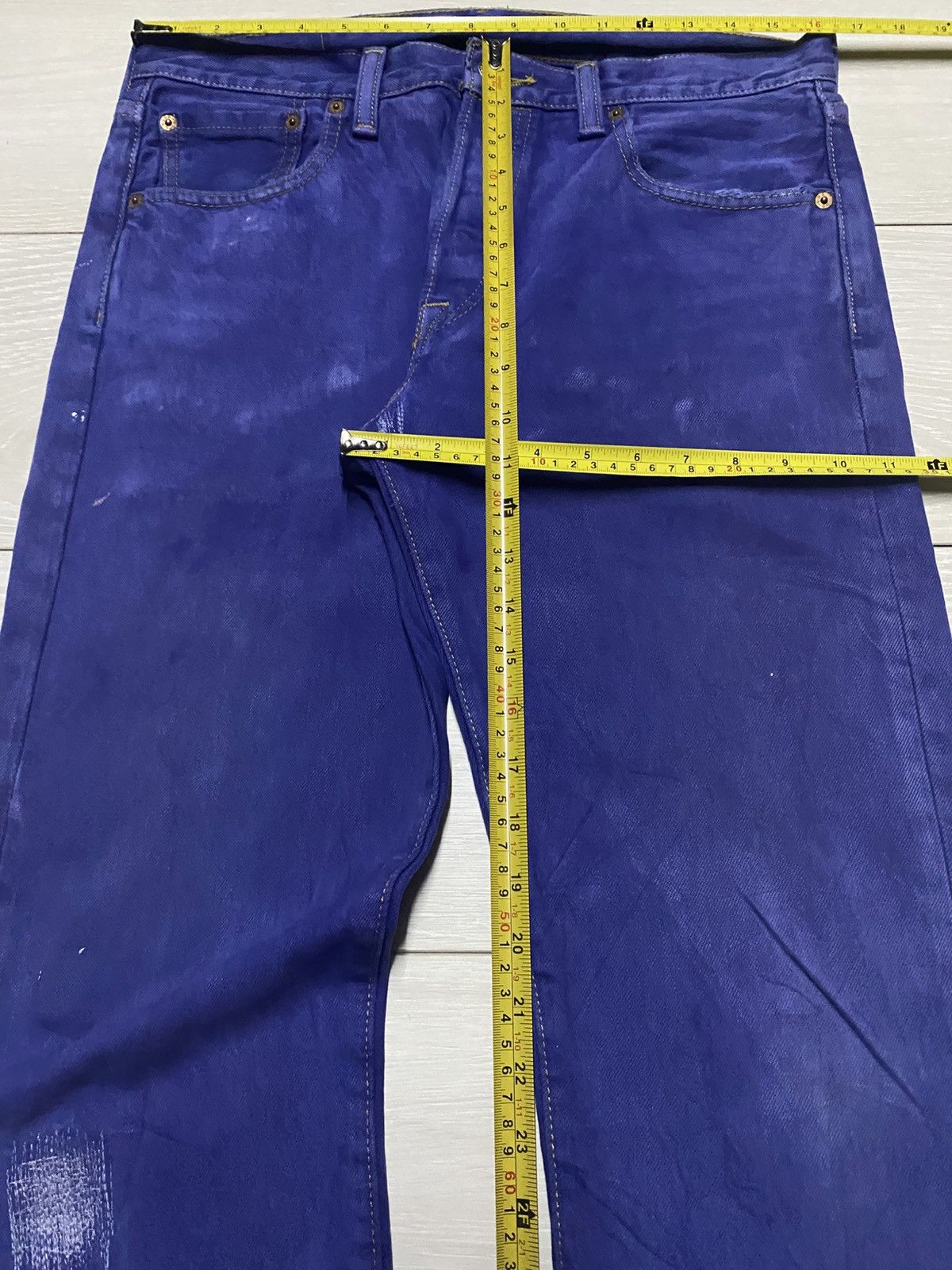 Levi's Vintage Levis 501 Y2K Blue Wash Distressed Slim Fit Jeans Size US 33 - 16 Thumbnail
