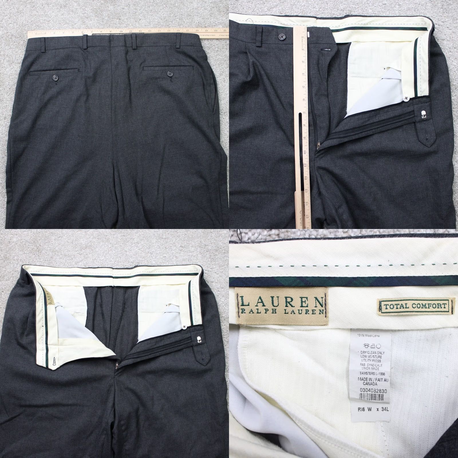 Ralph Lauren LAUREN Ralph Lauren Dress Pants Mens 36x28 Gray 100% Wool Pleated Slit/Front Zip Button Regular Straight Size US 36 / EU 52 - 8 Thumbnail