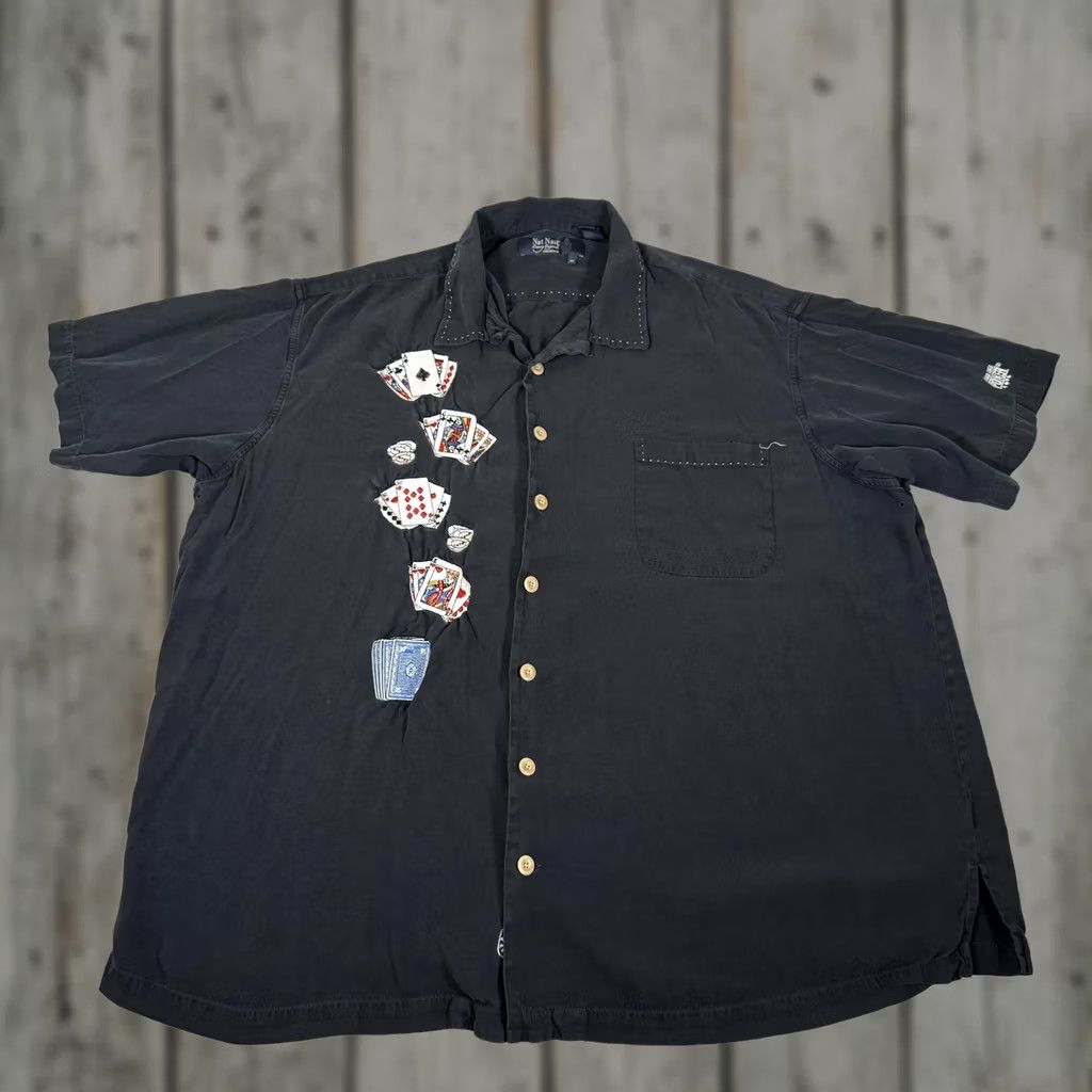 Nat Nast VINTAGE Nat Nast World Series of Poker Silk Button-Up Shirt Mens 2XL Black Embroidered Casino Poker Silk Button-Up Shirt Size US XXL / EU 58 / 5 - 1 Thumbnail