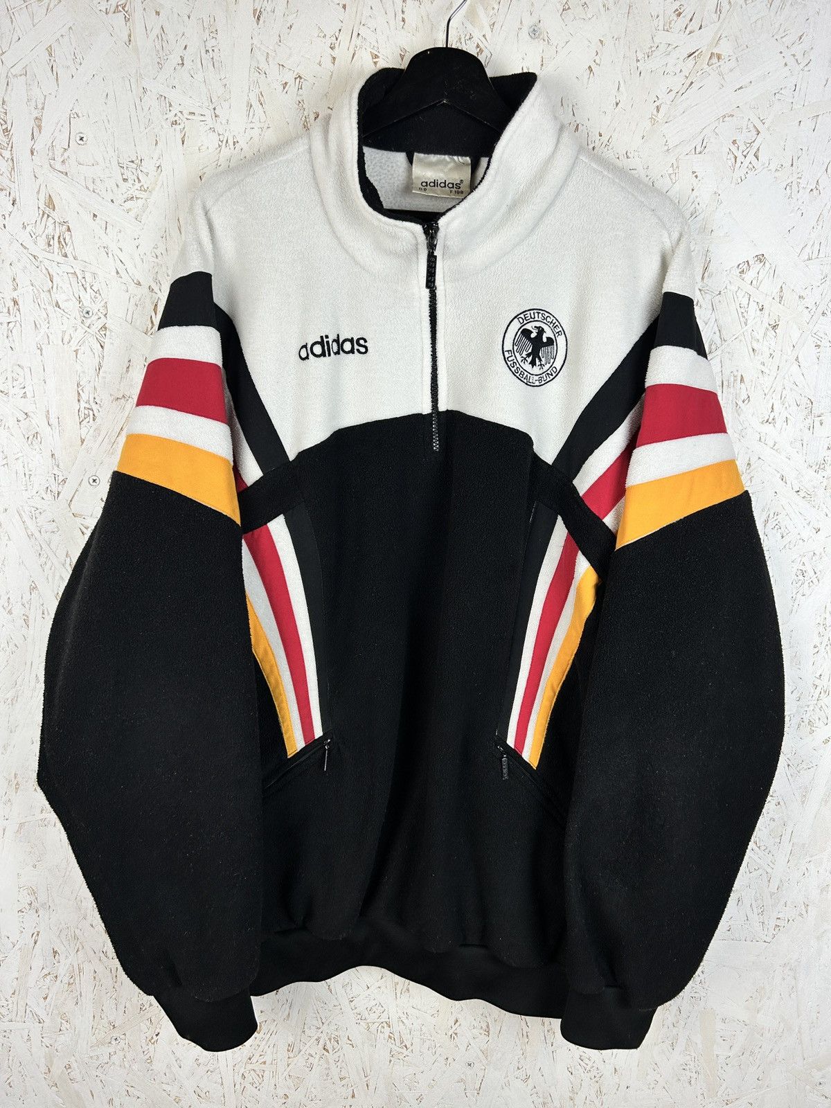 Adidas 90s Vintage Adidas Germany DFB 1996 World Cup Fleece Jacket Size US XL / EU 56 / 4 - 1 Thumbnail
