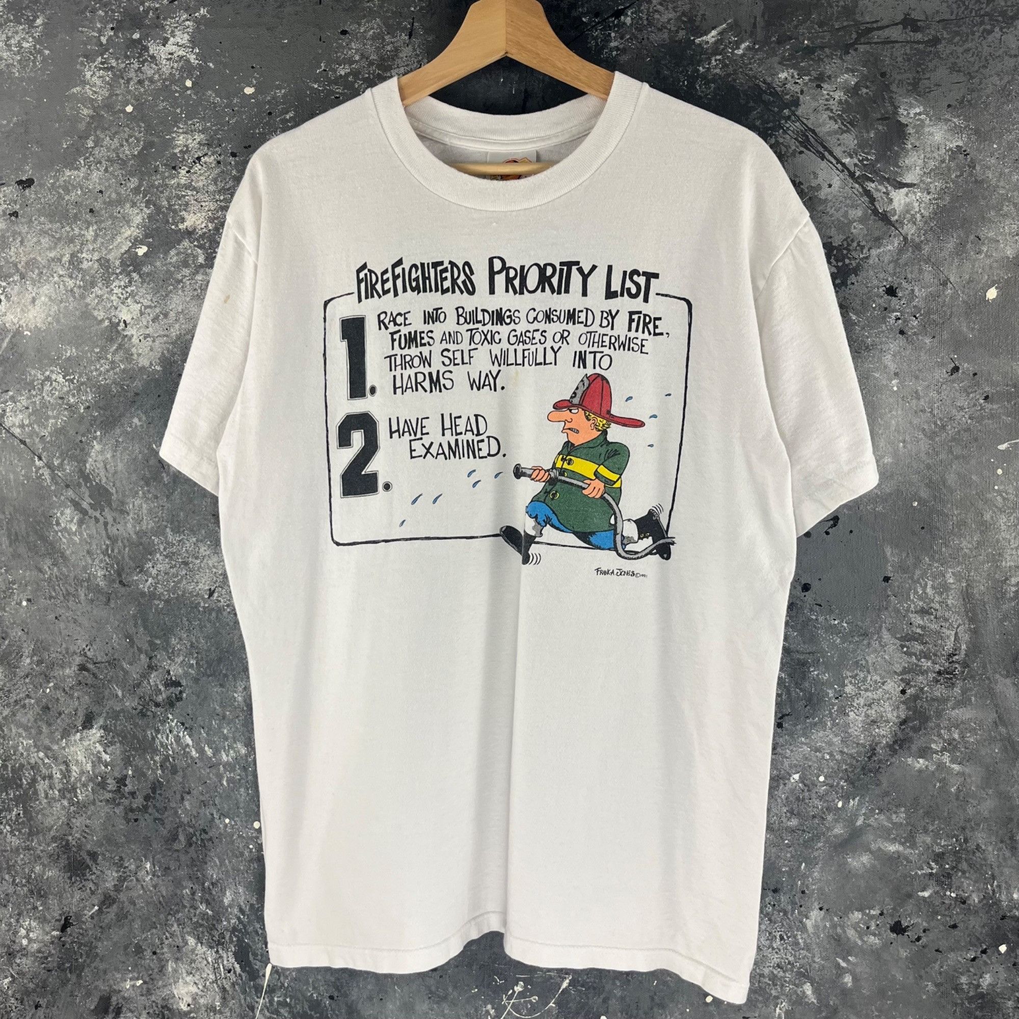 Vintage Vintage 1991 Firefighter humor shirt Size US L / EU 52-54 / 3 - 1 Thumbnail