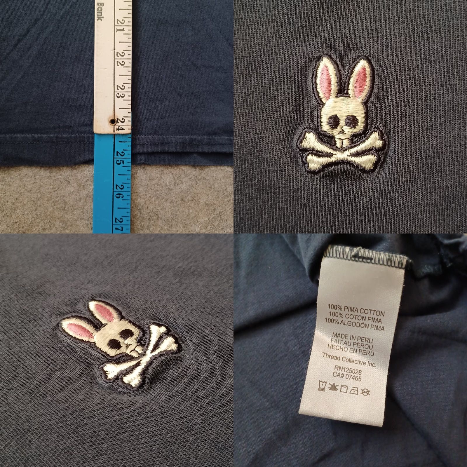Psycho Bunny Psycho Bunny Tee Mens 4 Medium Navy Logo Short Sleeve V-Neck T-Shirt Blue Cotton Knit Size US M / EU 48-50 / 2 - 8 Thumbnail