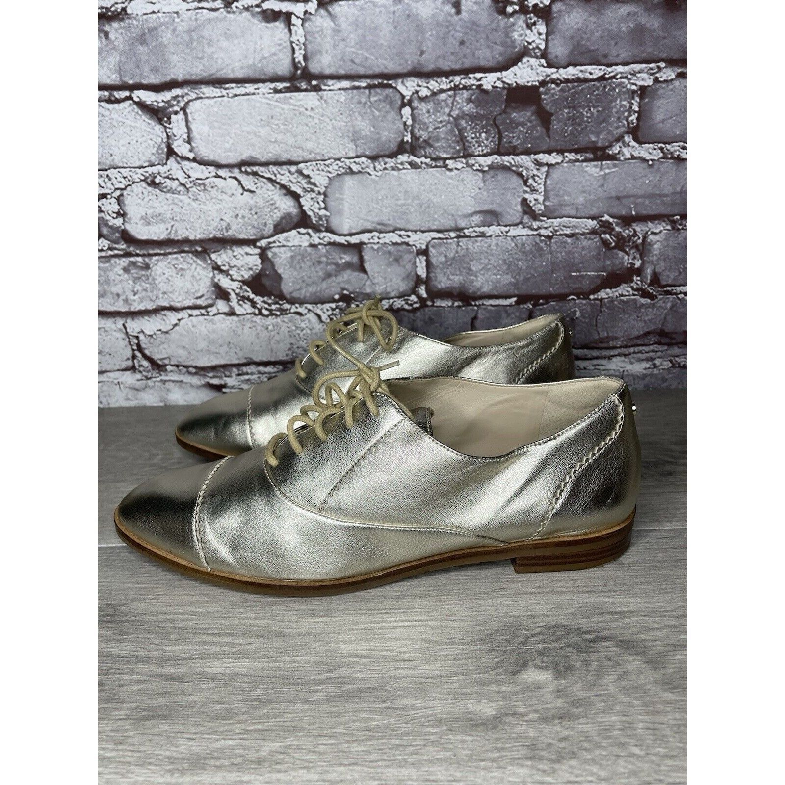 Cole Haan COLE HAAN Go To Collection Arden Gold Metallic Leather Oxfor Size US 10 / IT 40 - 18 Thumbnail