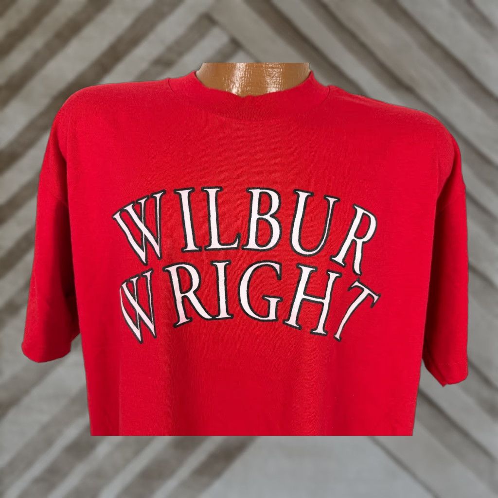 Fruit Of The Loom VINTAGE Wright Brothers Shirt XL Men Red 90s T-Shirt Cotton Polyester Wilbur Flight Airplane Made in USA 1990s 90s Transportation Hipster Outdoor Size US XL / EU 56 / 4 - 1 Thumbnail