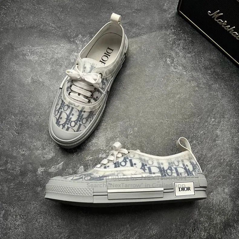 Dior DIOR B23 Gray White Blue Print Sneakers. Size US 7 / EU 40 - 2 Thumbnail