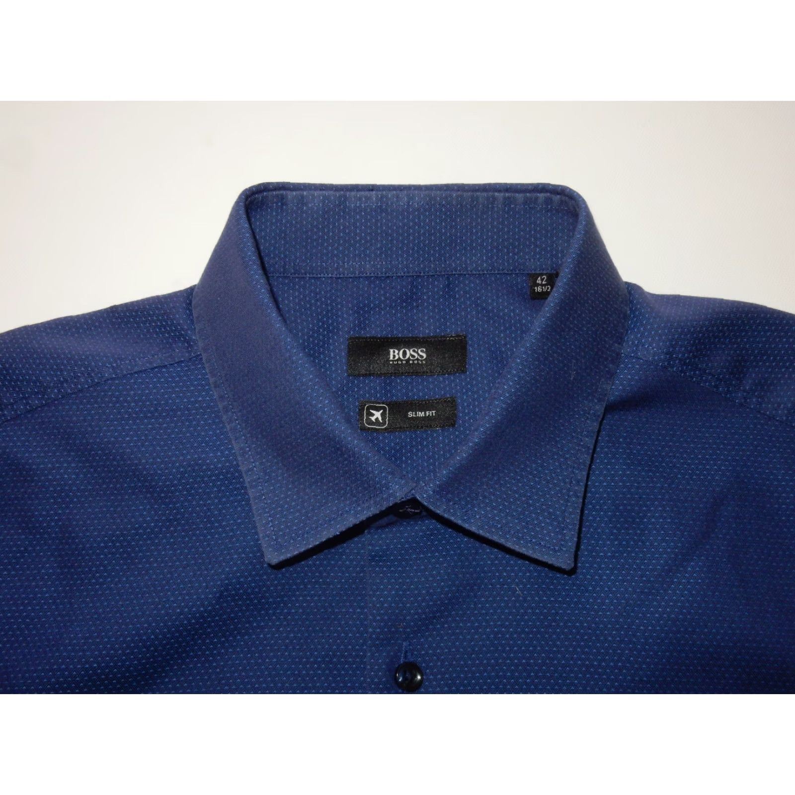Hugo Boss HUGO BOSS Men's Long Sleeve Button Front Shirt Size 16.5/42 Slim Shirt Mens Blue Cotton Italy Slim Size US L / EU 52-54 / 3 - 2 Thumbnail