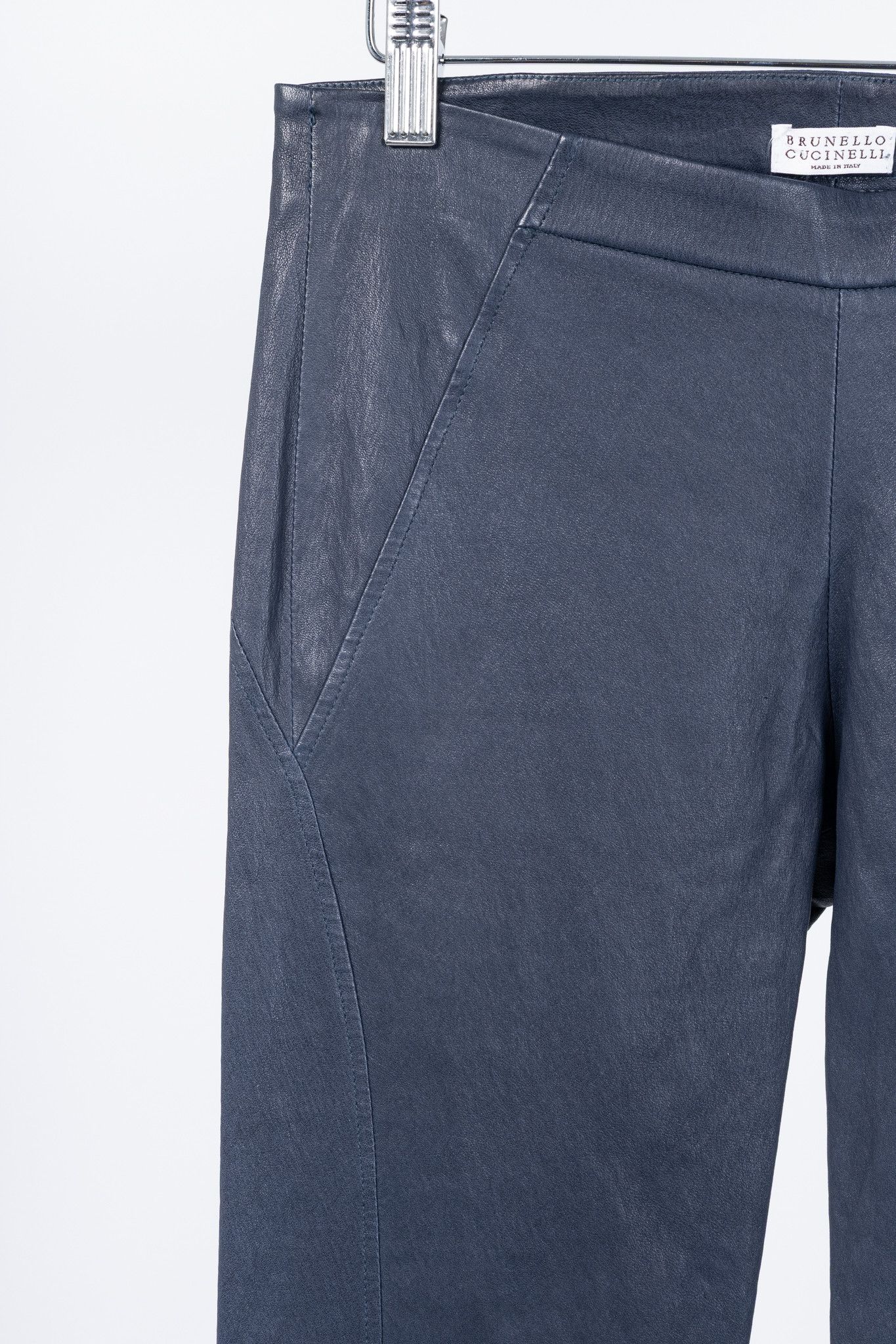 Brunello Cucinelli Brunello Cucinelli AW/15 Navy Stretch-Nappa Leather Leggings Size 27" / US 4 / IT 40 - 5 Thumbnail
