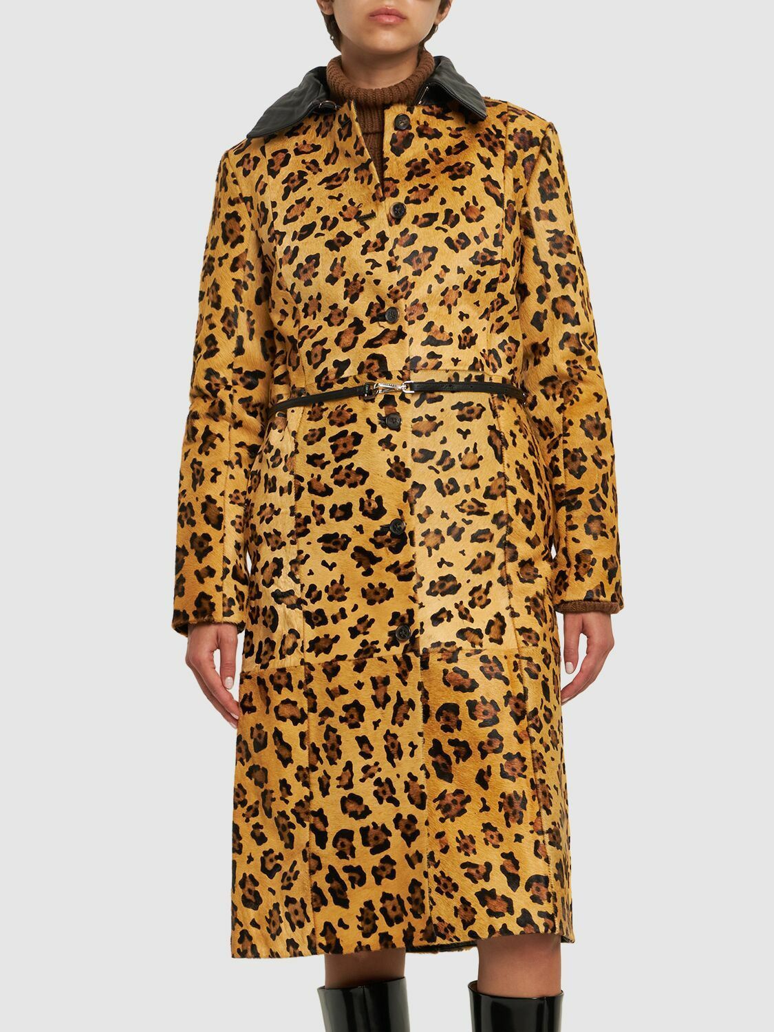 Saks Potts o1s22i1n0924 Leopard Motif Ponyskin Coat in Beige/Black Size M / US 6-8 / IT 42-44 - 4 Thumbnail