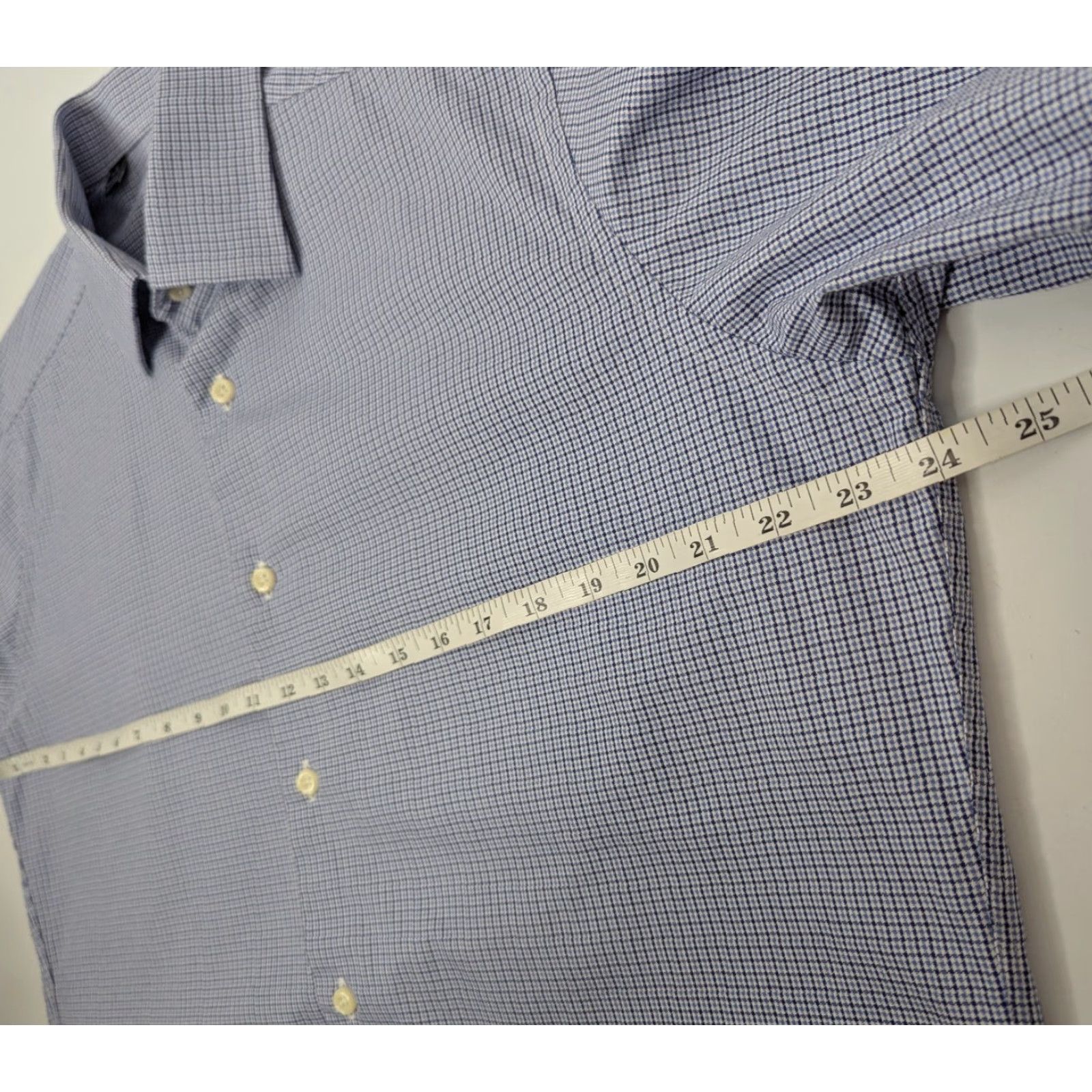 David Donahue David Donahue Dress Shirt Mens 17 34/35 Trim Fit Long Sleeve Tattersall Blue Dress Shirt Mens 17 34/35 Blue Tattersall Slim Long Sleeve Collared Shirt Size 46R - 7 Thumbnail