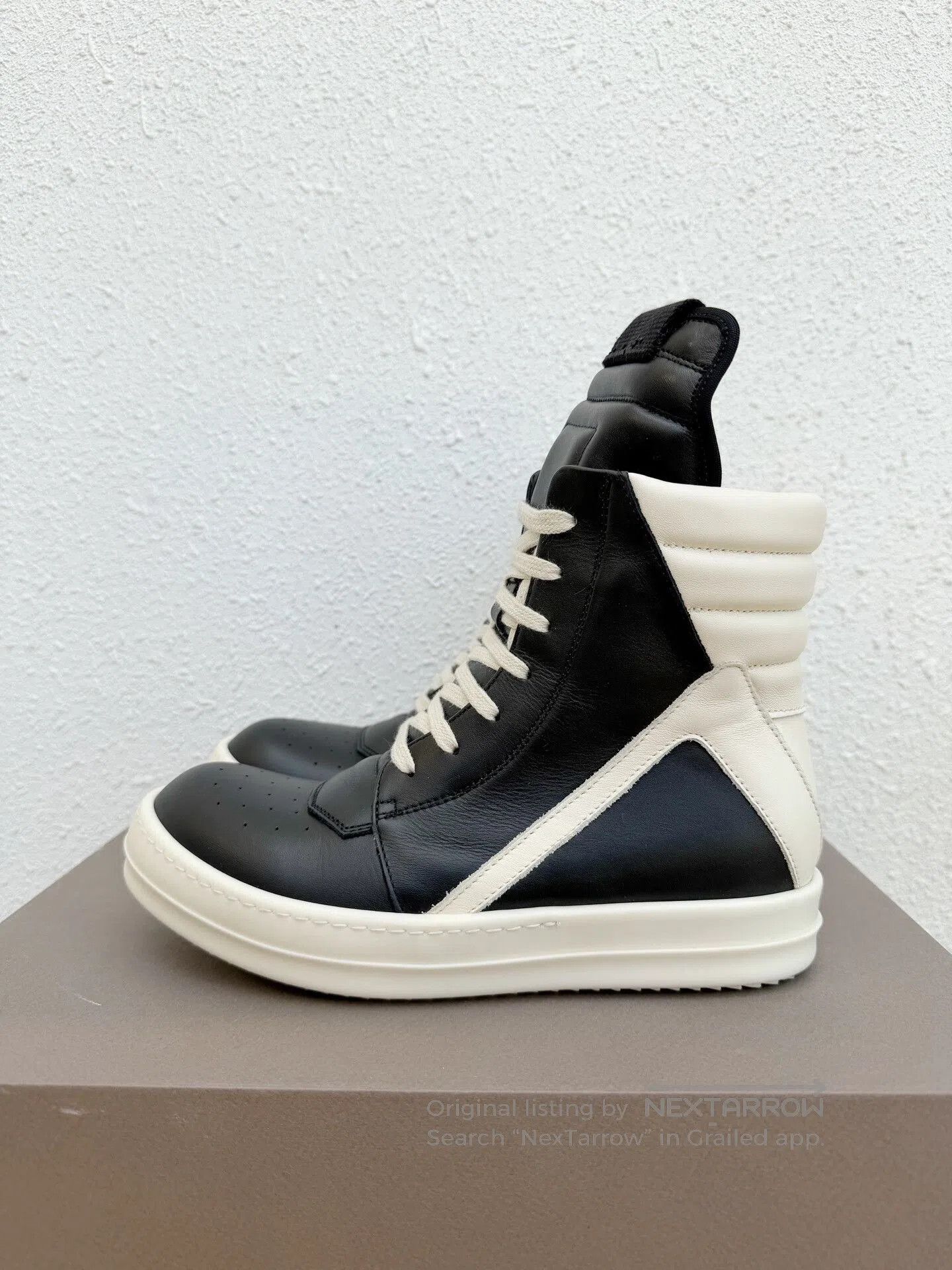 Rick Owens Rick Owens New Black White Leather High-Top. Size US 5 / IT 35 - 4 Thumbnail