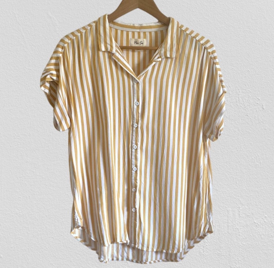Other PER SE BY CARLISLE SHORT SLEEVE STRIPED BUTTON UP BLOUSE TOP Size L / US 10 / IT 46 - 5 Thumbnail