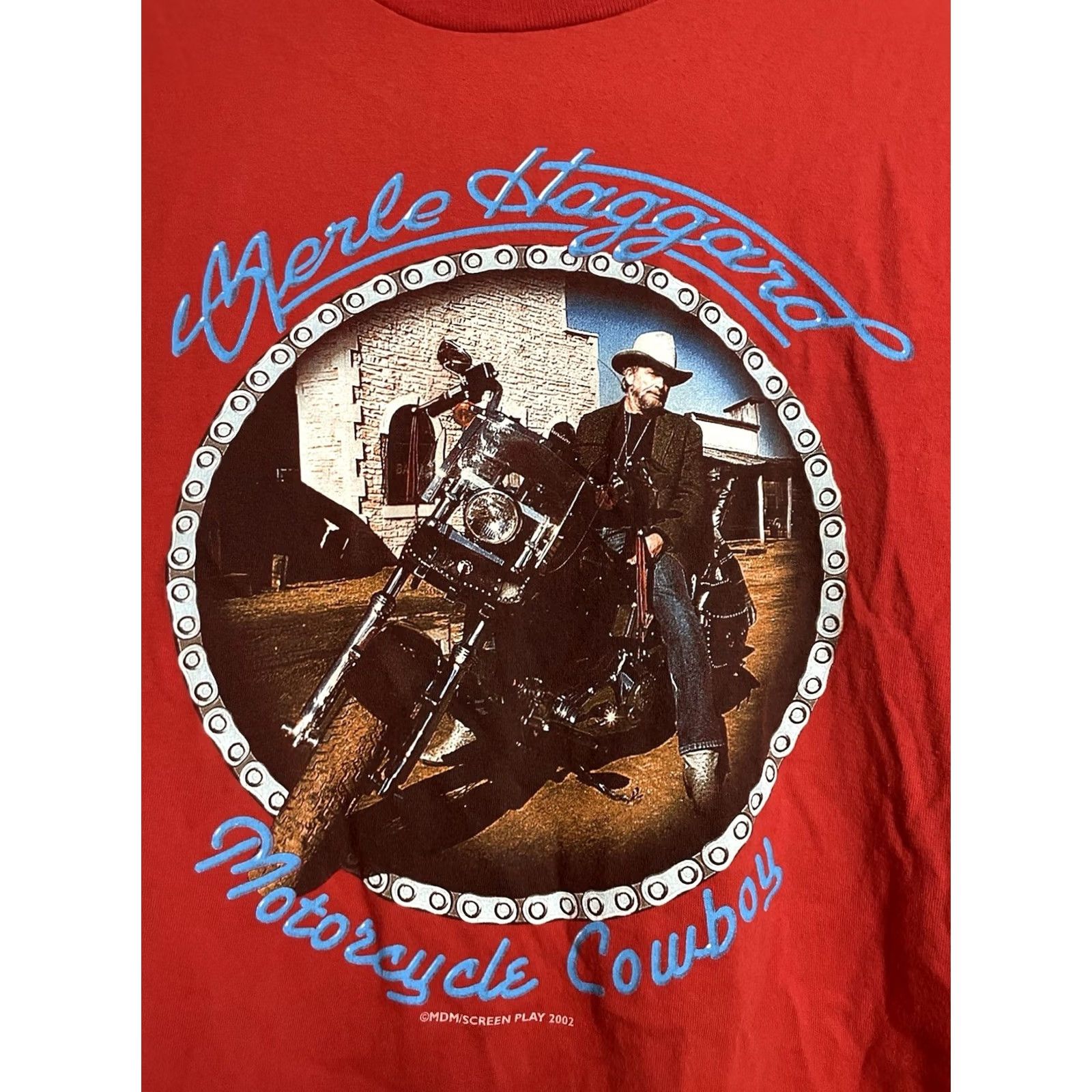 Delta VINTAGE Merle Haggard Motorcycle Cowboy Men's Red T-Shirt XL Graphic Delta Pro Weight 2000-2009 S/S Size US XL / EU 56 / 4 - 2 Thumbnail