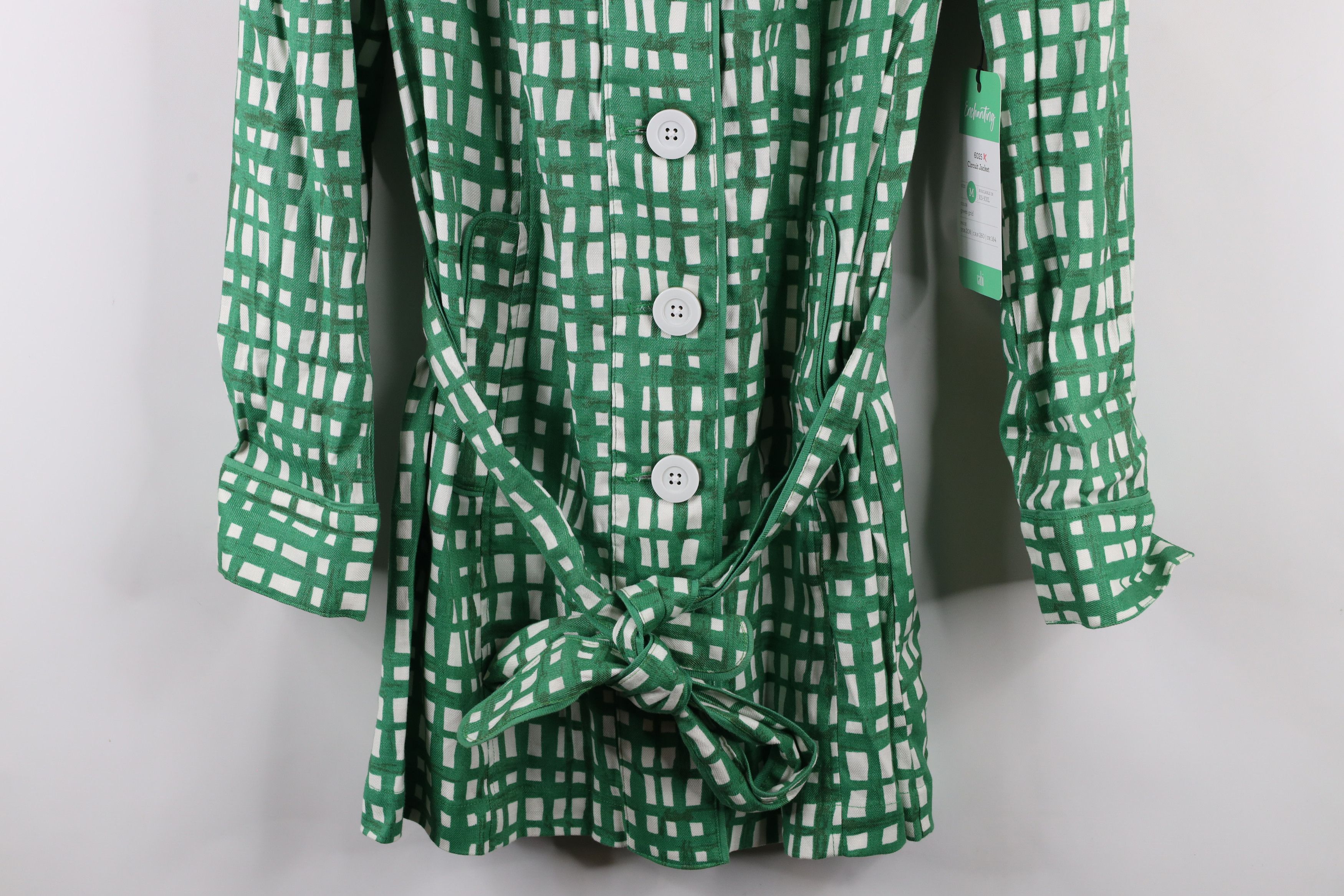 Vintage New Cabi Belted Circuit Full Button Jacket Coat Green Plaid Size M / US 6-8 / IT 42-44 - 3 Thumbnail