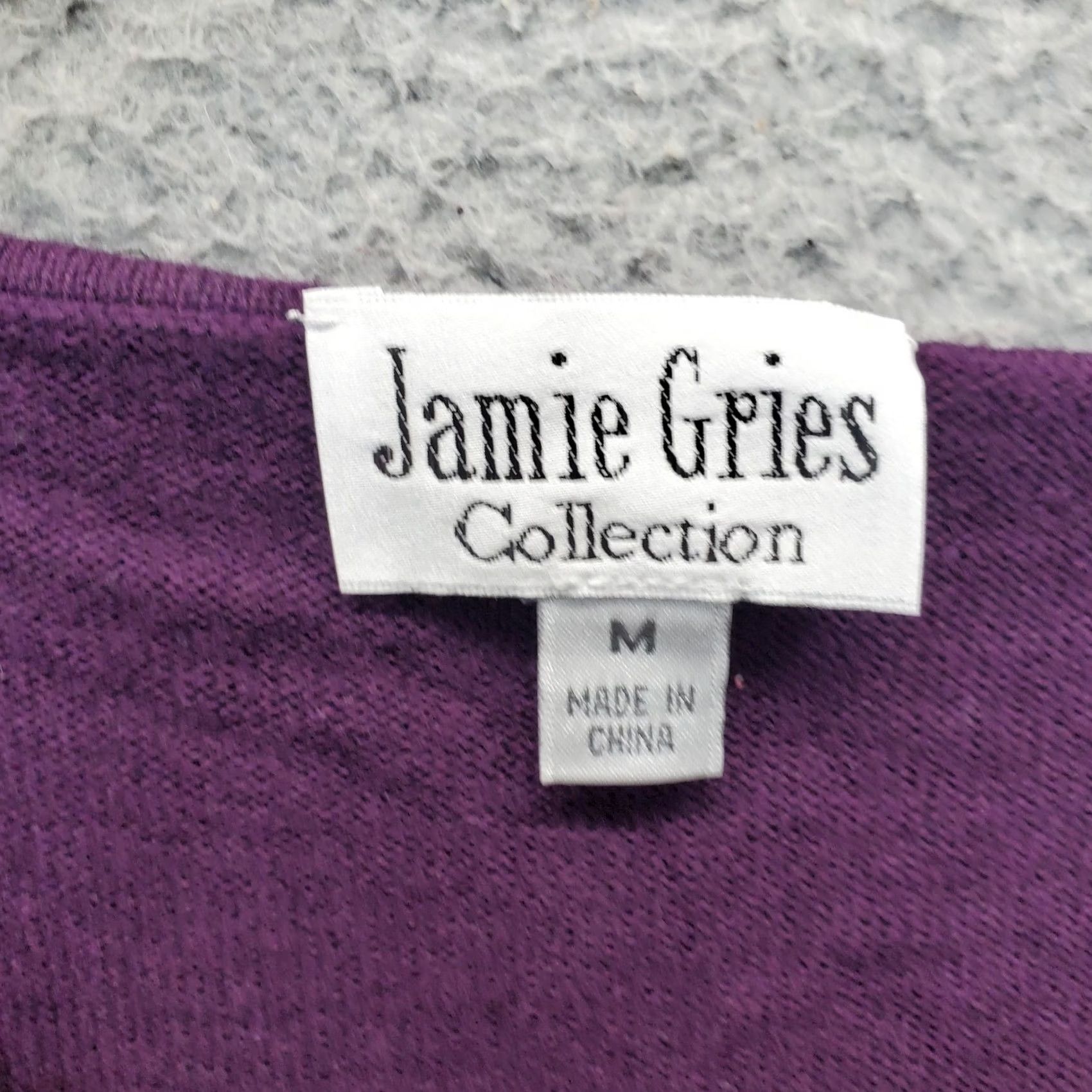 Vintage Jamie Gries Sweater Women's M Purple Knit Beaded Embroidered Pullover Size M / US 6-8 / IT 42-44 - 4 Thumbnail