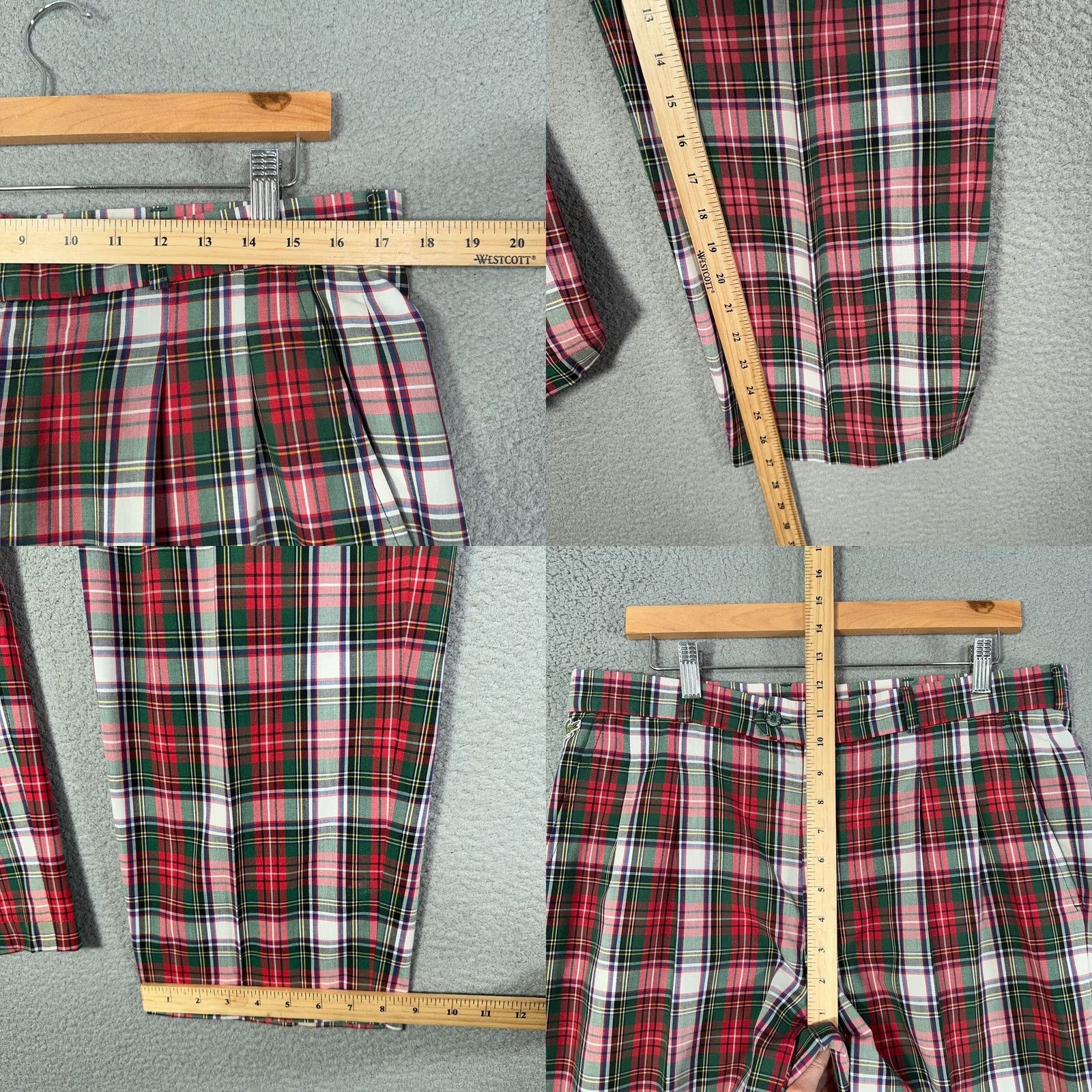 Lacoste VINTAGE Lacoste Pants 34 Mens 27 Inseam Pleated Tartan Red Green Cotton Polyester Dress Pants Made France Regular Fit 80s 90s Golf Money USA Size US 34 / EU 50 - 8 Thumbnail