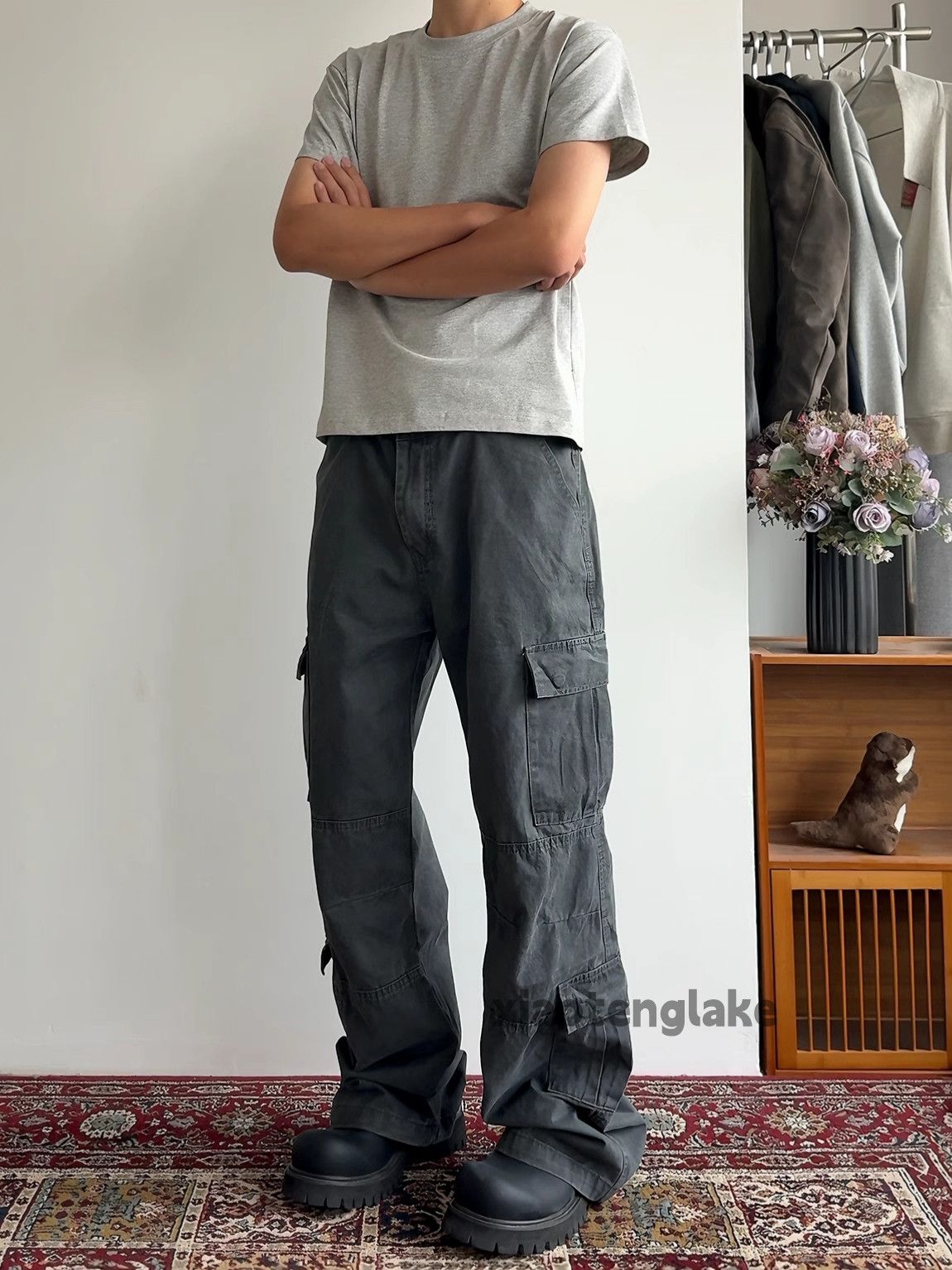 Vintage Utility punk yuppie faded loose baggy flared cargo pants Size US 34 / EU 50 - 2 Thumbnail