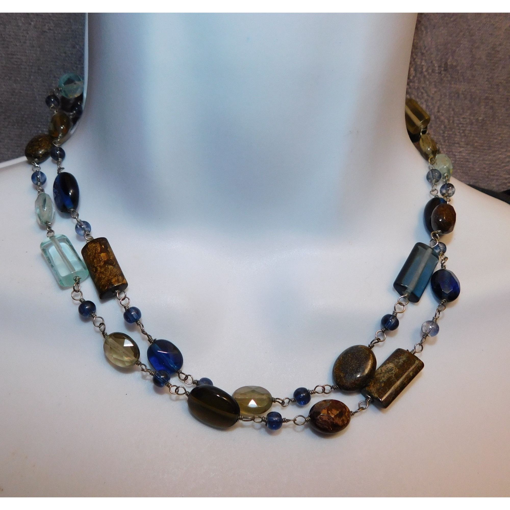 Other Blue And Brown Double Layer Glass Beaded Necklace Size ONE SIZE - 1 Thumbnail