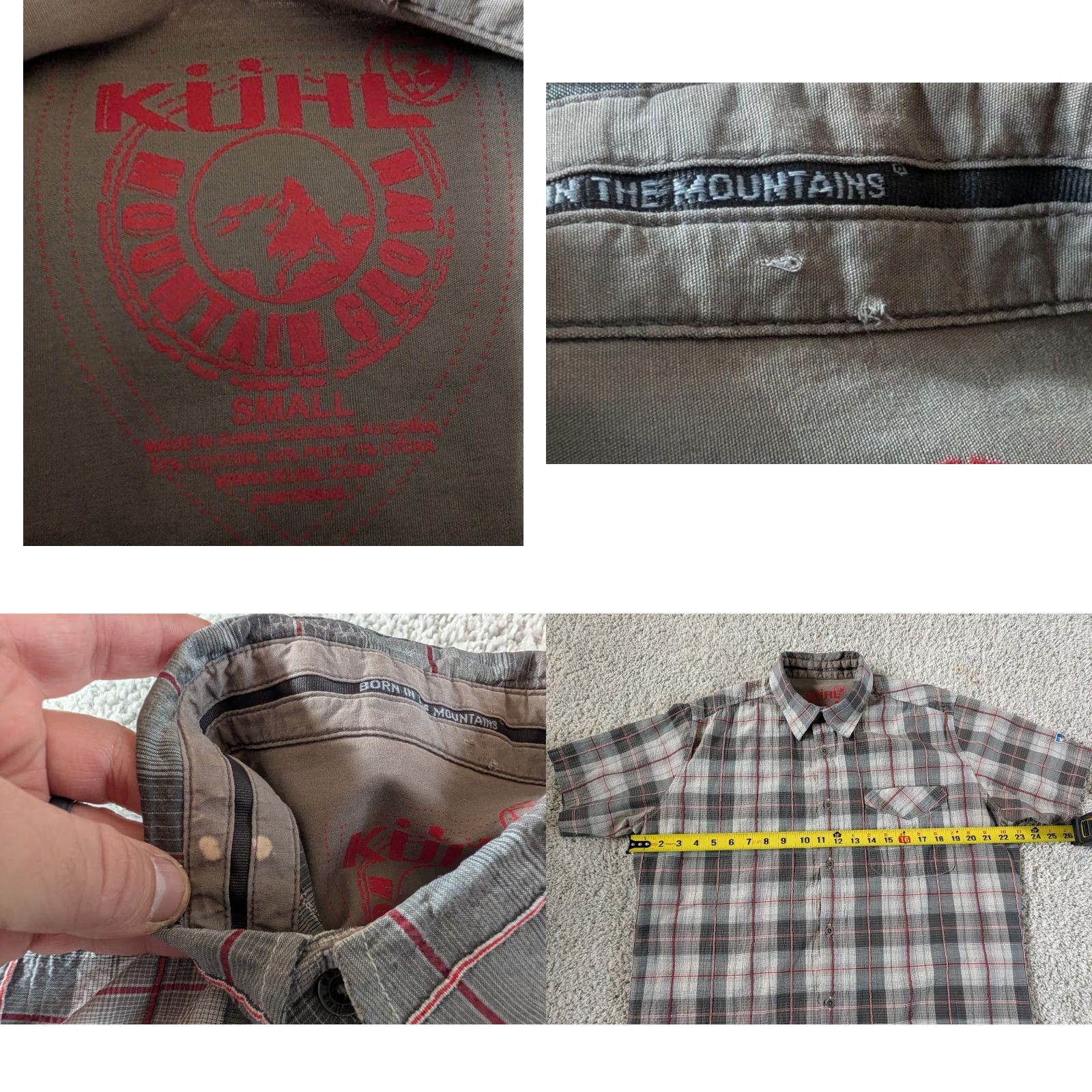 Vintage Kuhl Men’s S Seersucker Red Gray Plaid Short Sleeve Button Up Shirt Read Size US S / EU 44-46 / 1 - 8 Thumbnail