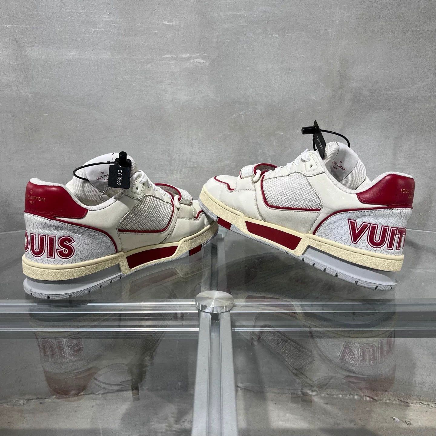 Louis Vuitton LV Trainer White Red Velcro UK6 (40) Size US 7 / EU 40 - 5 Thumbnail