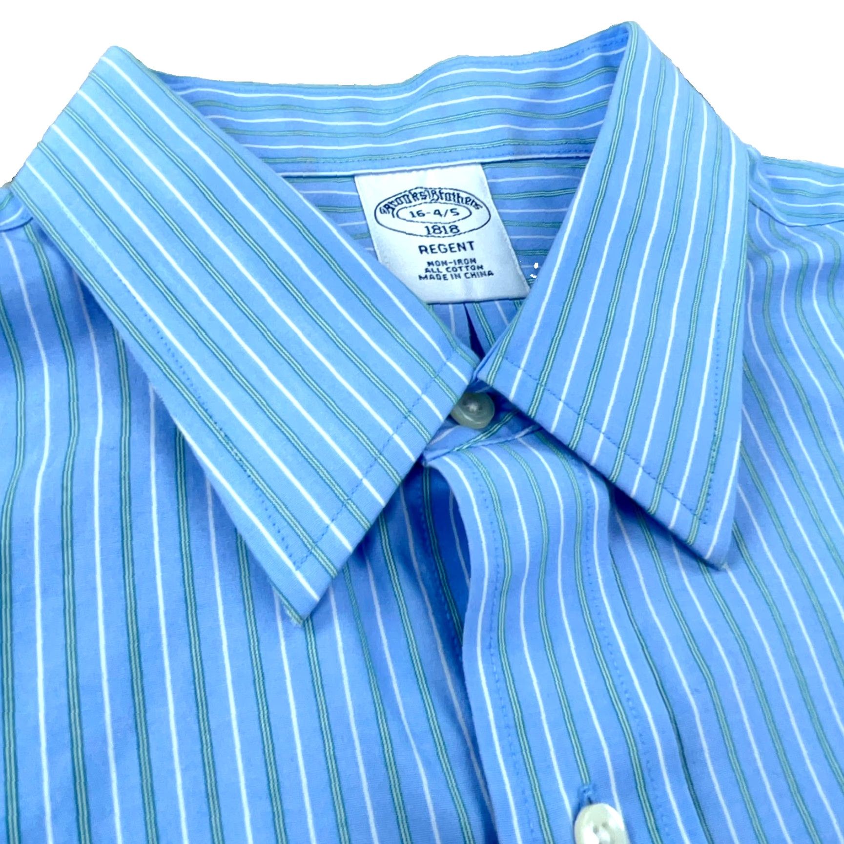Brooks Brothers Brooks Brothers Shirt Men XL Button-Front Blue Green Striped Cotton Spandex Regular Collared Everyday Dress/Office Reg Mens Size 46R - 4 Thumbnail