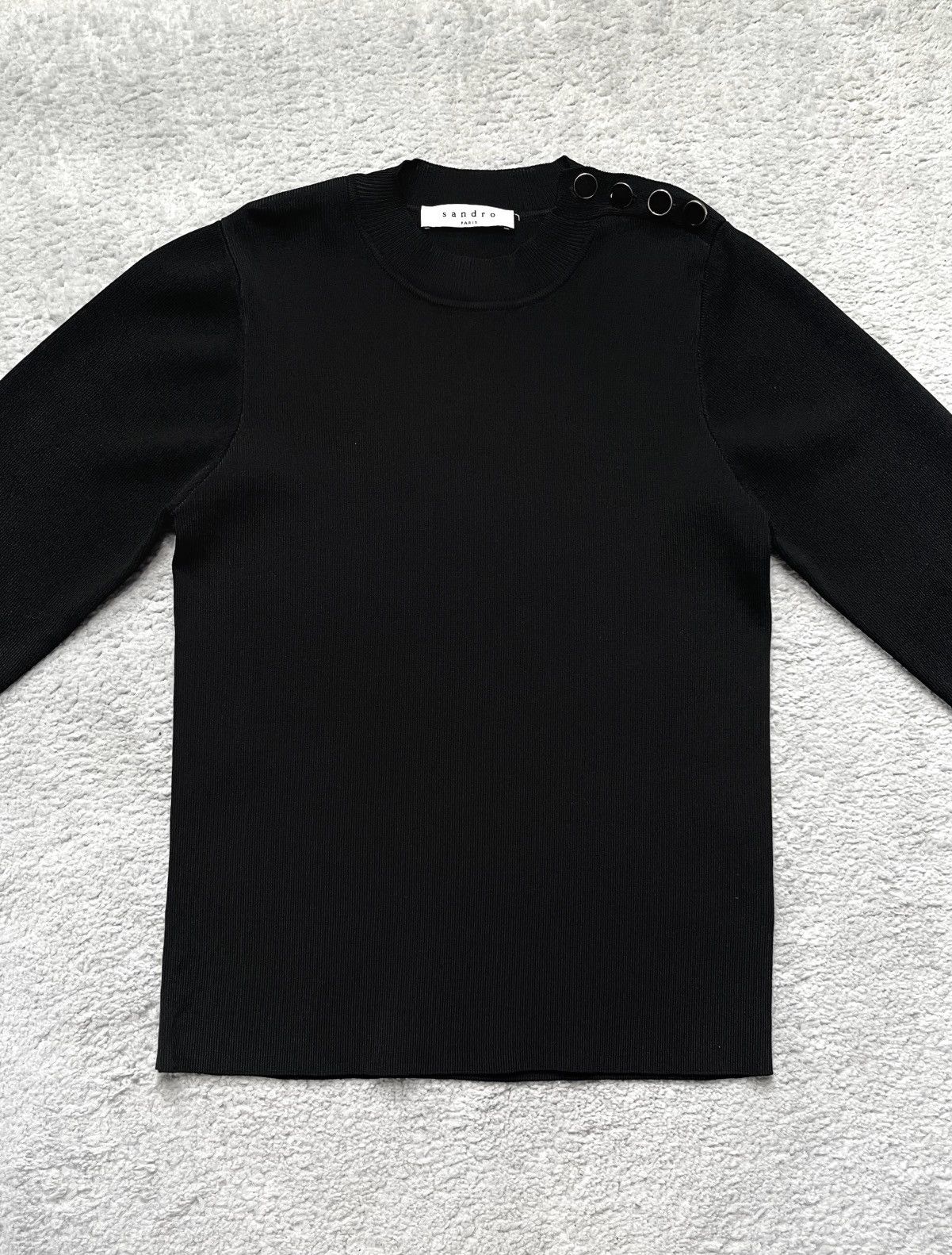 Sandro Vintage Black Basic Sweater Knitwear Sandro Size S / US 4 / IT 40 - 2 Thumbnail