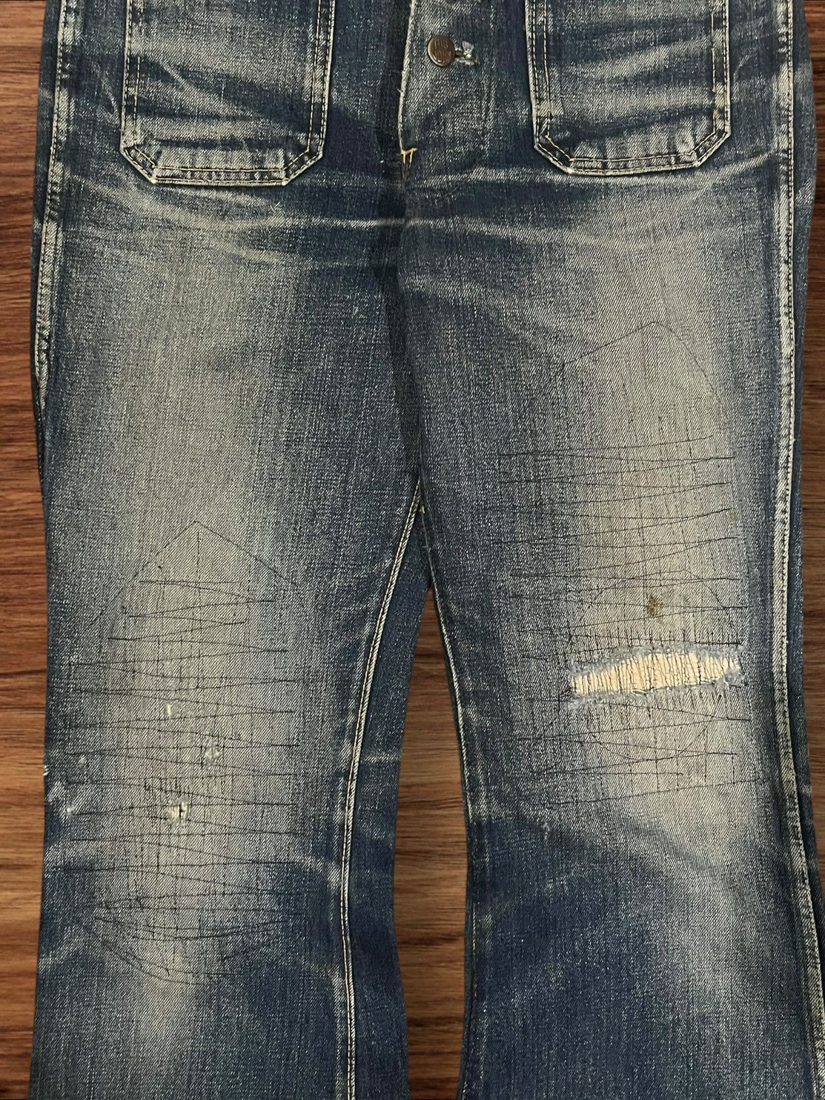 Hysteric Glamour Japanese Brand John Bull Bell Bottom Button Fly Flare Jeans Size US 30 / EU 46 - 13 Thumbnail