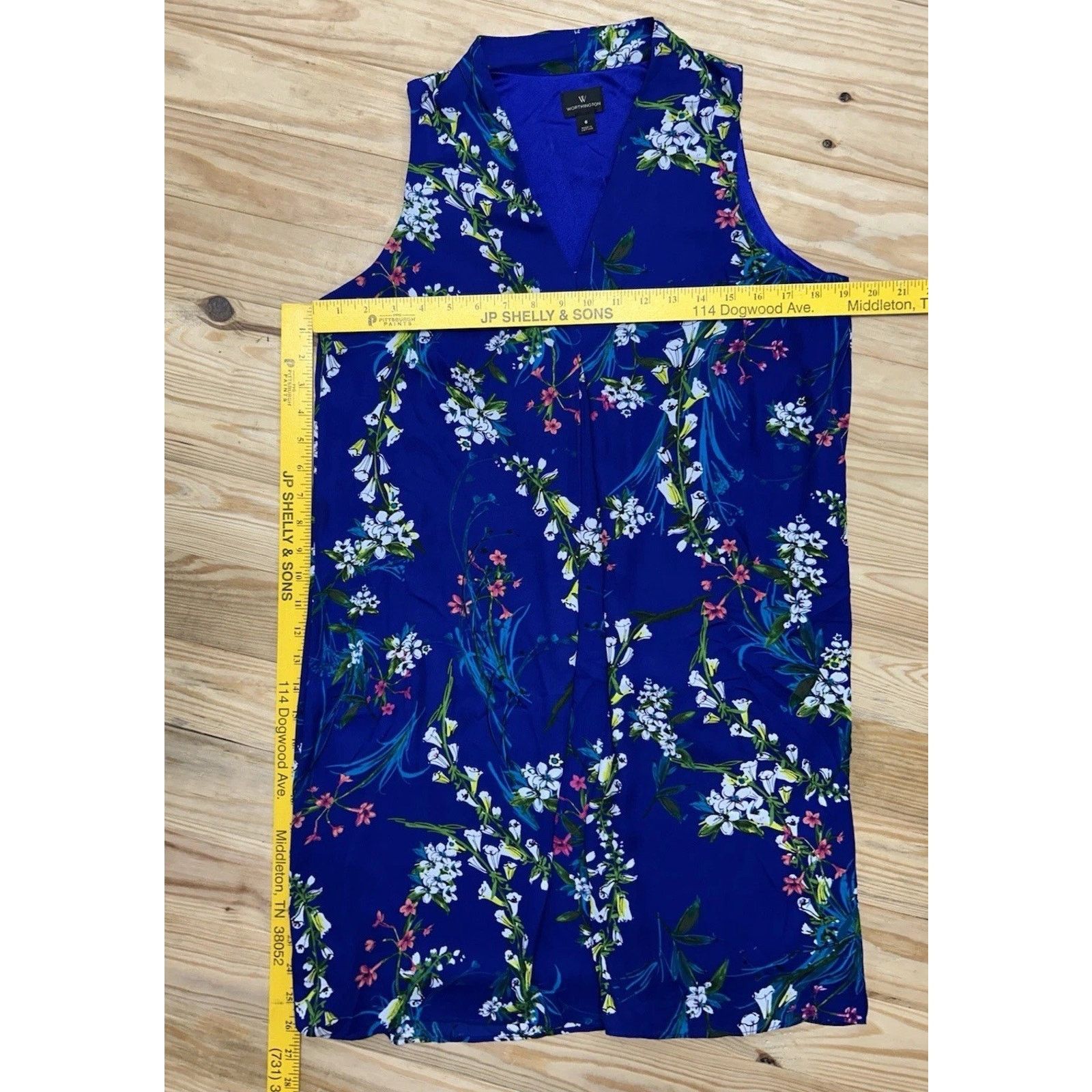 Worthington Worthington Women's Sz 6 Blue Floral Print Lined Dress. Size M / US 6-8 / IT 42-44 - 5 Thumbnail
