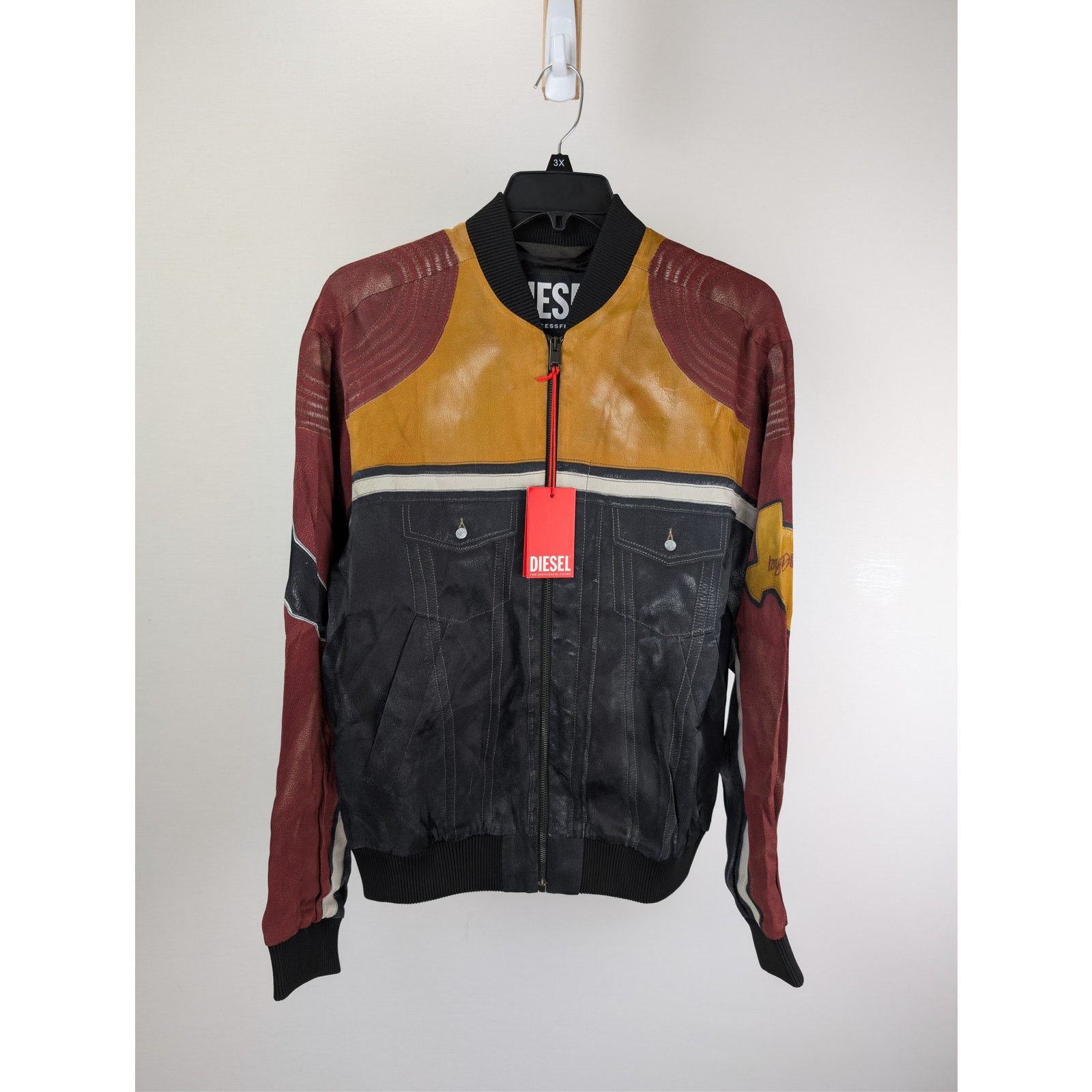 Diesel o1rshd1 J-Moll printed bomber jacket black, red, and yellow Size US L / EU 52-54 / 3 - 10 Thumbnail