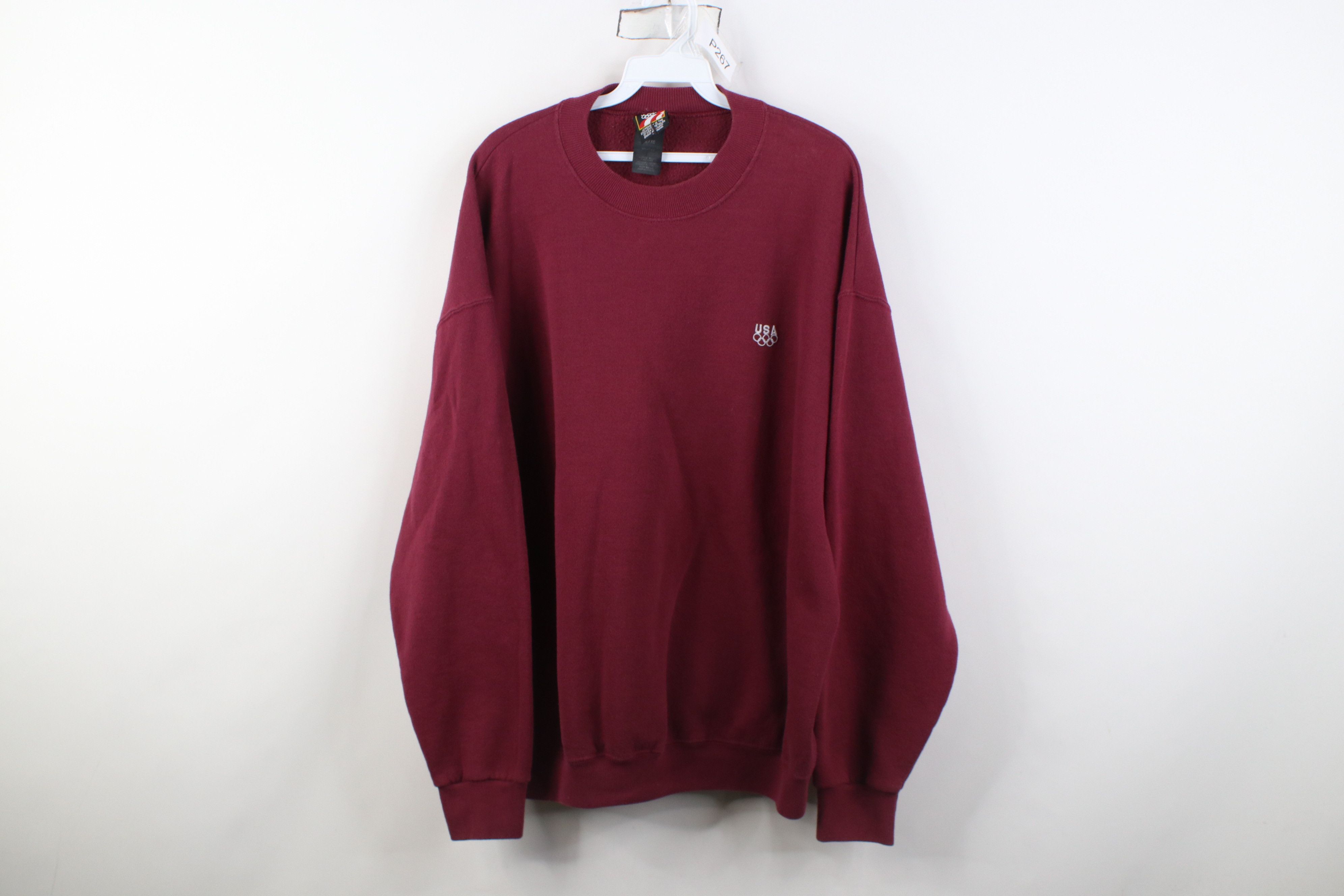 Vintage Vintage 90s USA Olympics Crewneck Sweatshirt Burgundy USA Size US XL / EU 56 / 4 - 1 Thumbnail