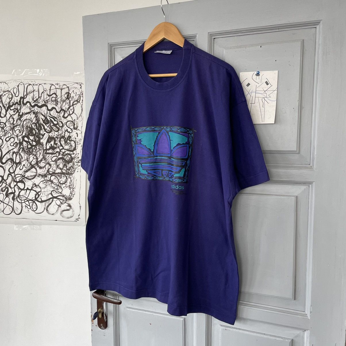 Adidas Vintage 90’s Adidas Sportswear Violet Rare T-shirt Size US XL / EU 56 / 4 - 1 Thumbnail