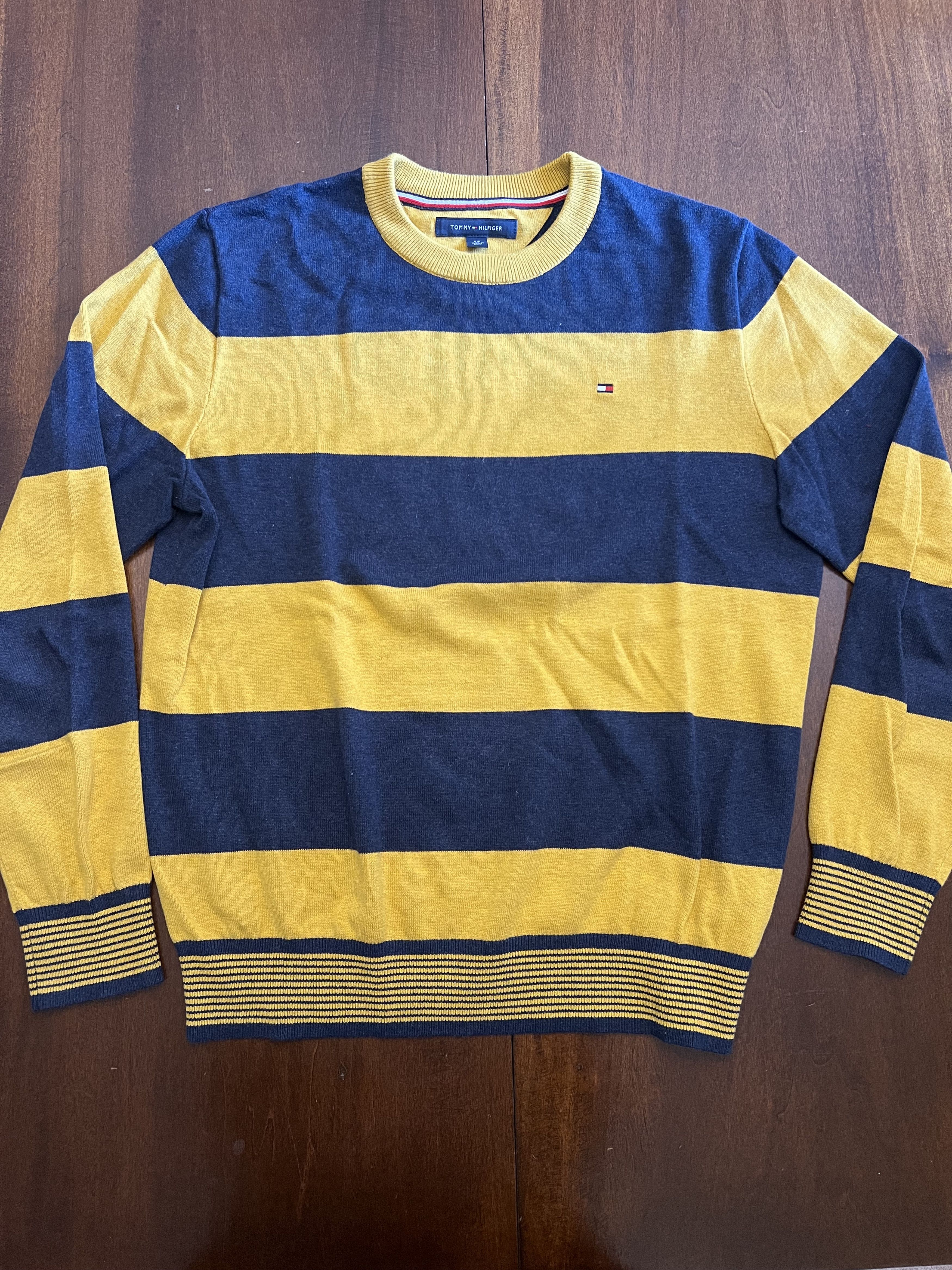 Tommy Hilfiger Tommy Hilfiger blue/yellow striped sweater, men's, small Size US S / EU 44-46 / 1 - 1 Thumbnail