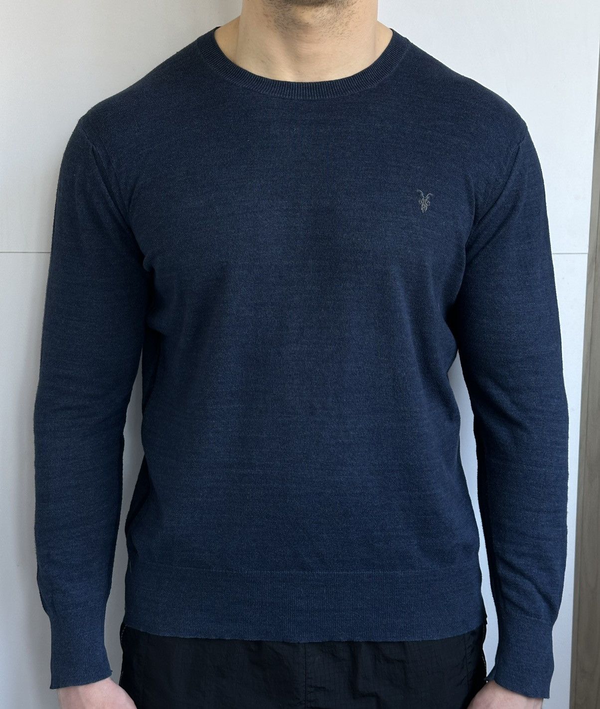 Allsaints ALLSAINTS Fritz Crew Neck Jumper Navy Blue Cotton Size XL Size US XL / EU 56 / 4 - 1 Thumbnail