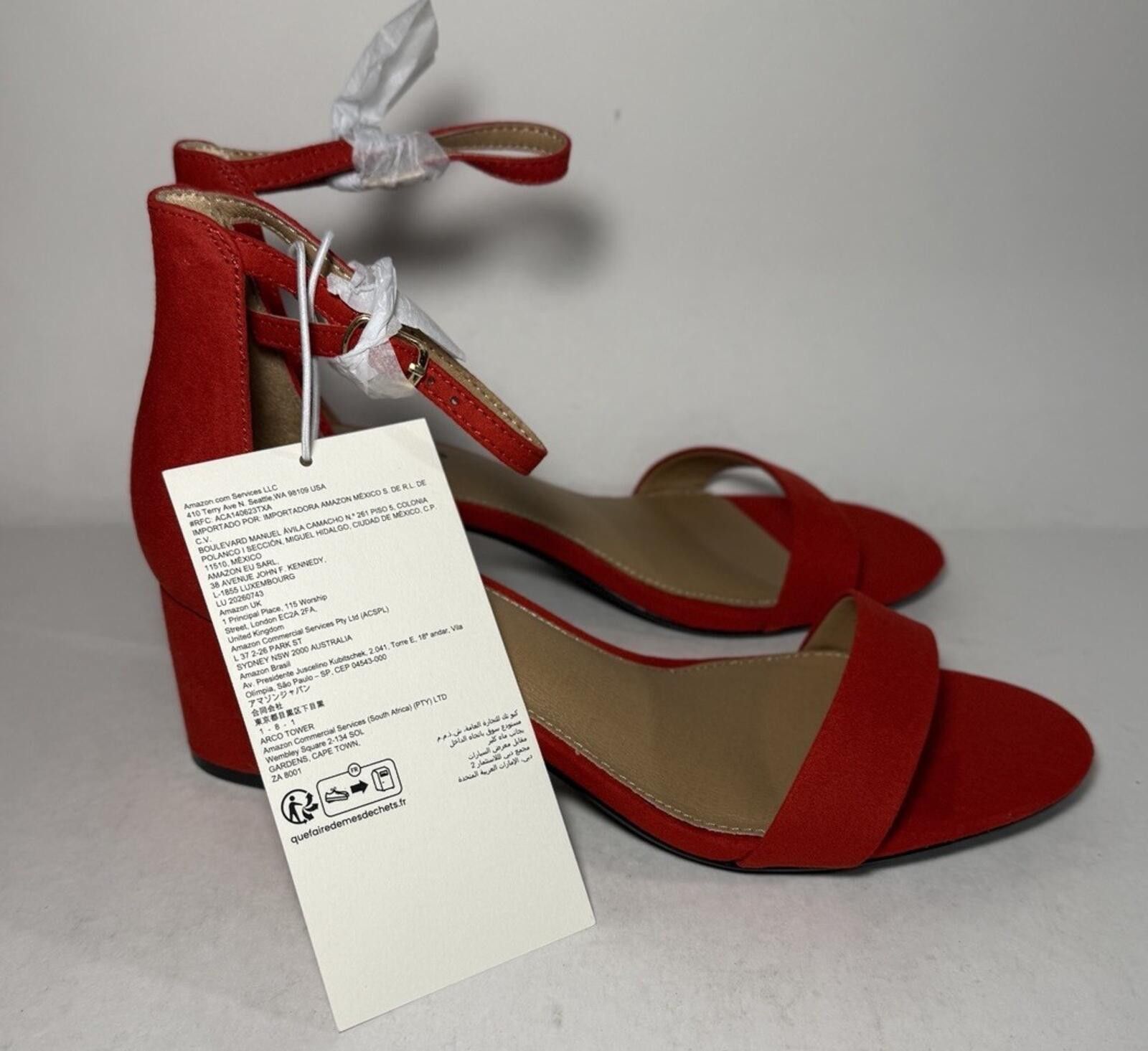 Other AMAZON ESSENTIALS Nola Ankle Strap Block Heel 2 inch Red Size US 8 / IT 38 - 3 Thumbnail