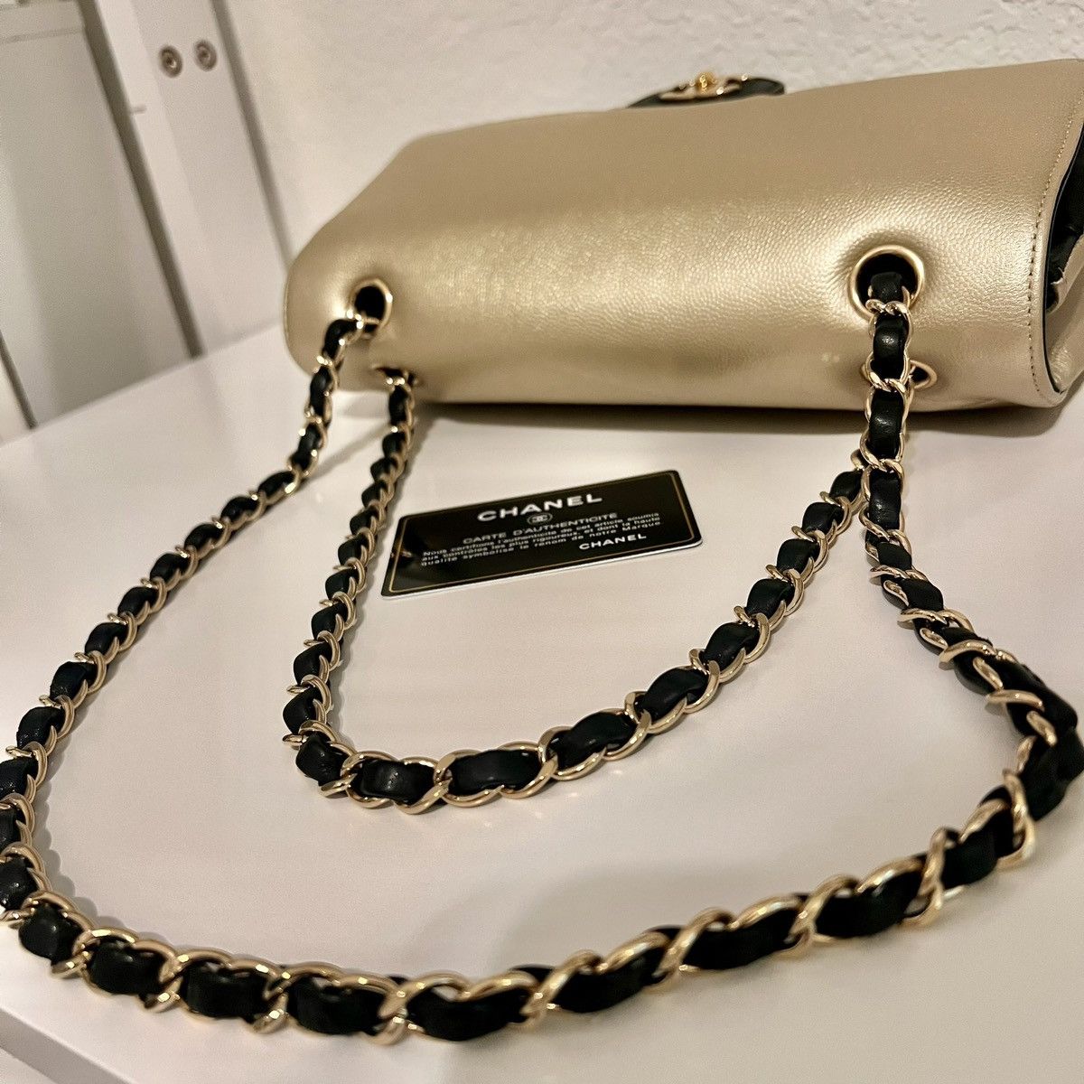 Chanel Black/Gold Leather Pure Classic Medium Double Flap Bag Size ONE SIZE - 4 Thumbnail