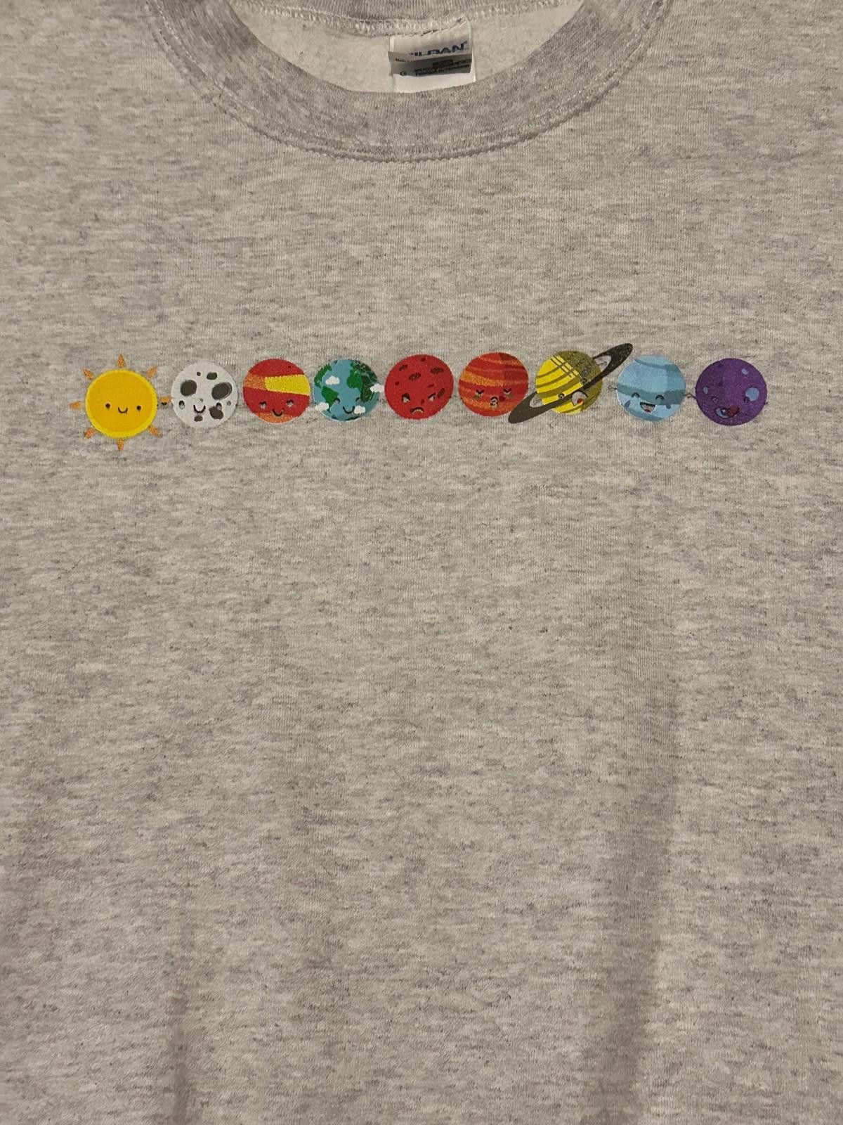 Gildan Gildan Gray Crewneck Sweatshirt with Solar System Graphic Size L / US 10 / IT 46 - 5 Thumbnail