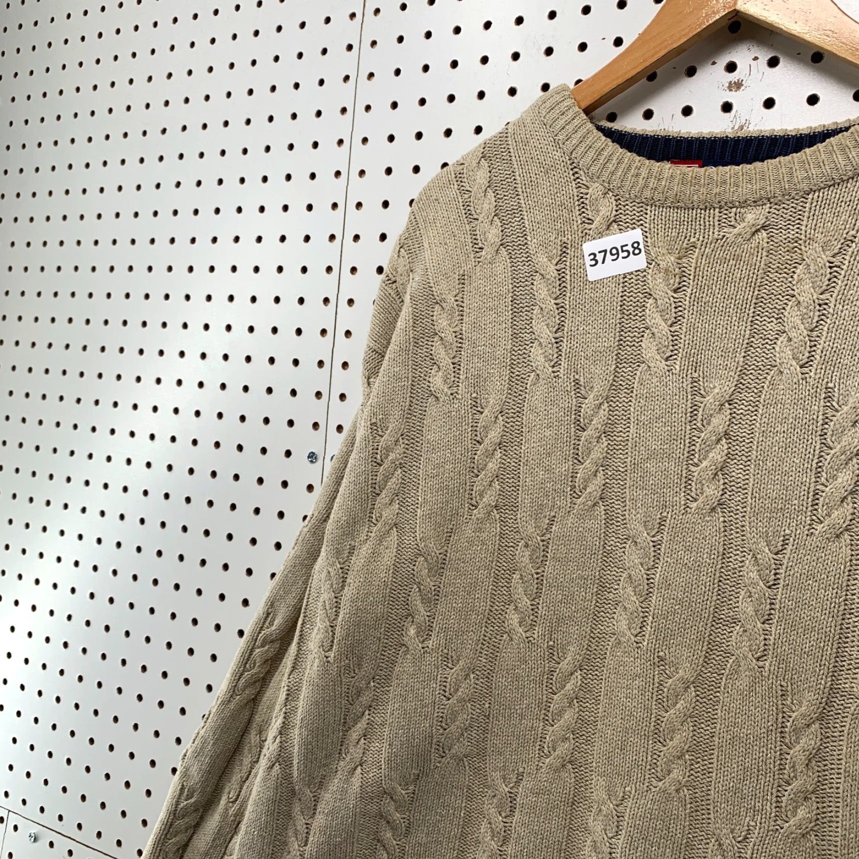 Ralph Lauren VINTAGE Ralph Lauren Knit Sweater Mens Large Brown Oversized Cable-Knit Crew Neck Pullover Size US L / EU 52-54 / 3 - 5 Thumbnail