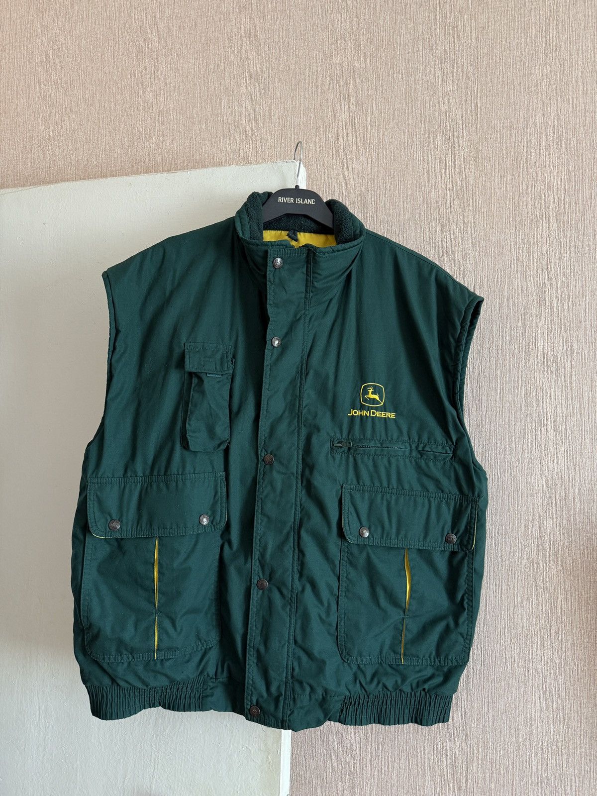 John Deere Vintage John Deere Quilted Vest Green Workwear Logo Pockets Size US XL / EU 56 / 4 - 1 Thumbnail