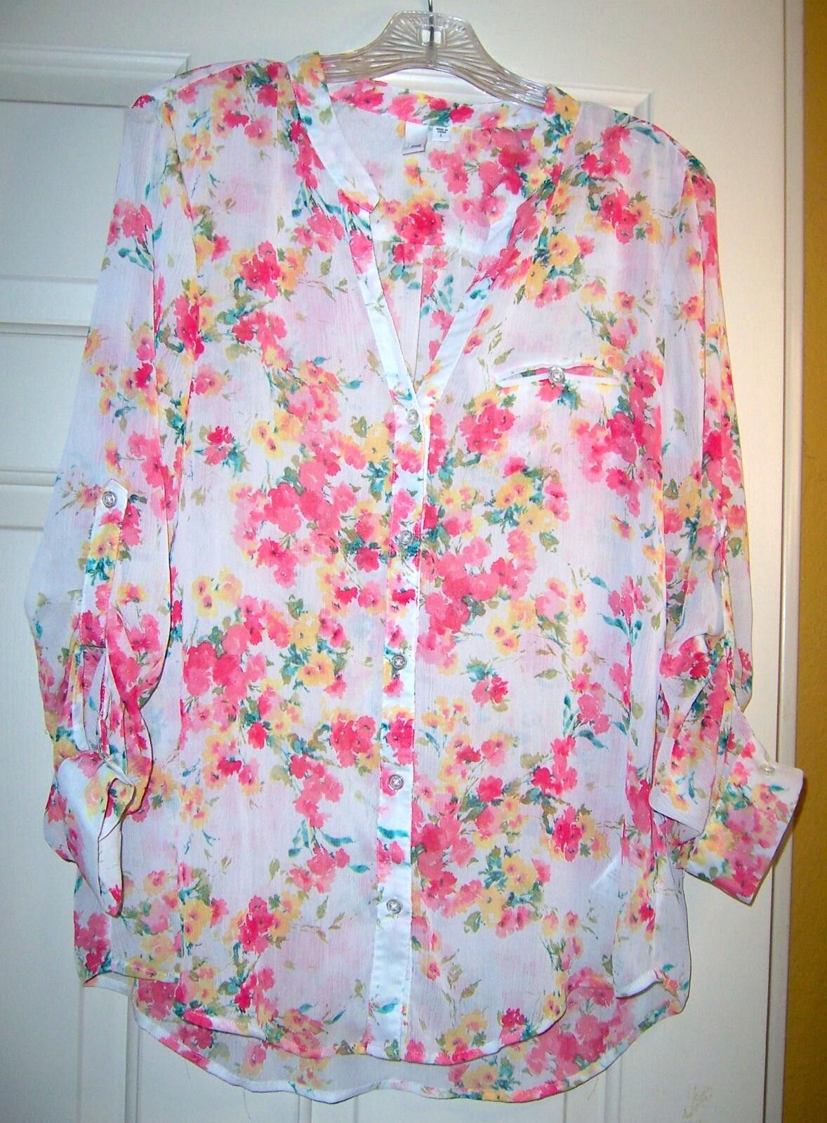 Other Kut from the Kloth Jasmine Sheer Floral Button-Up Blouse - L Size L / US 10 / IT 46 - 1 Thumbnail