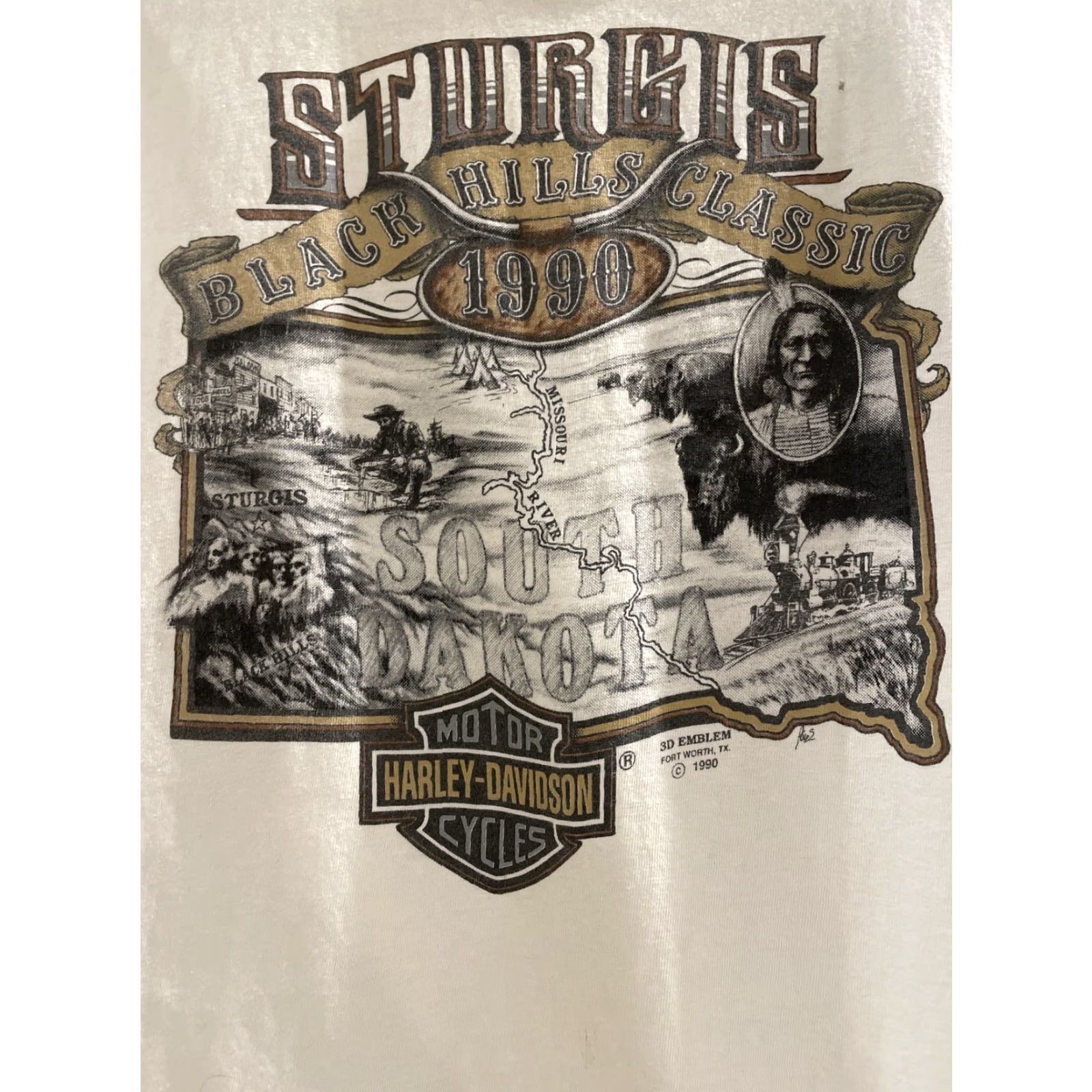 Harley Davidson VTG Harley-Davidson Shirt Mens T-Shirt 1990s Sturgis South Dakota Harley Davidson Logo 90s Biker Cotton Blend White Short Sleeve Crew Neck Size L Size US L / EU 52-54 / 3 - 3 Thumbnail