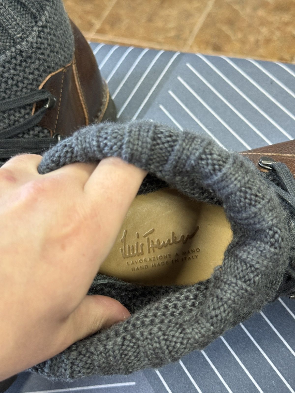 Desigual 🇮🇹 Luis Trenker Hand Made in Italy Leather Knit Hiking Boots Size US 12 / EU 45 - 10 Thumbnail