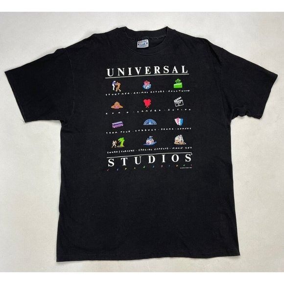 image of Vintage Universal Studios Expressions 1992 T-Shirt XL 90's in Black, Men's