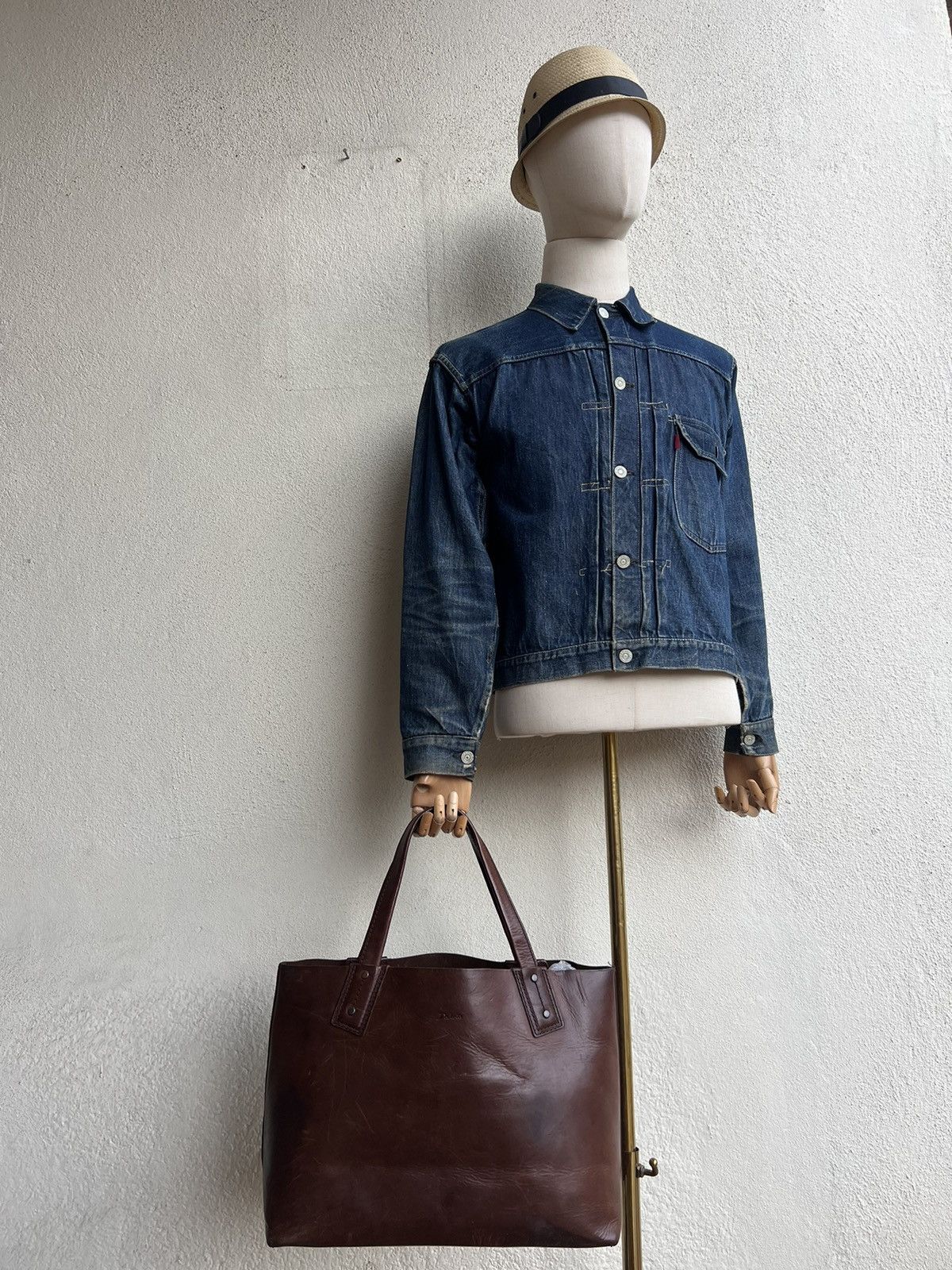 Japanese Brand × Leather Vintage DAKOTA Japan Patina Solid Leather Tote Bag Size ONE SIZE - 4 Thumbnail
