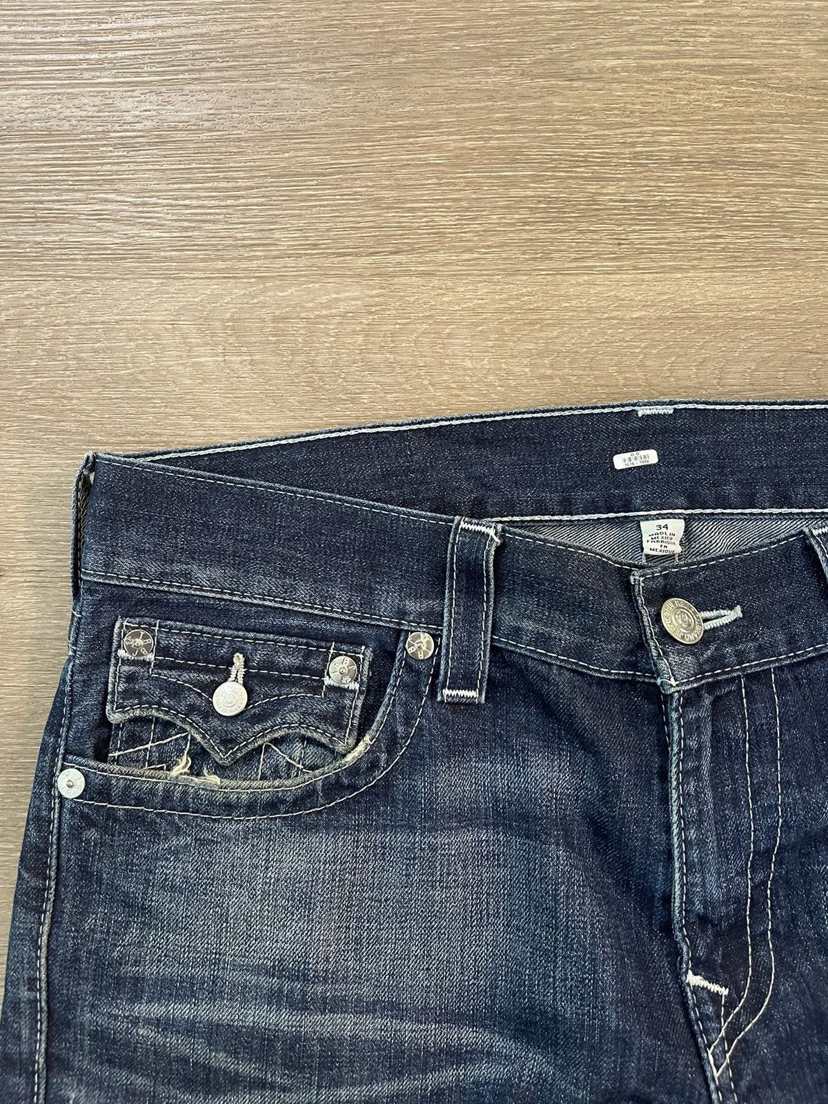True Religion × Vintage VINTAGE TRUE RELIGION SLIM FIT THICK STITCH DENIM JEANS Size US 38 / EU 54 - 4 Thumbnail