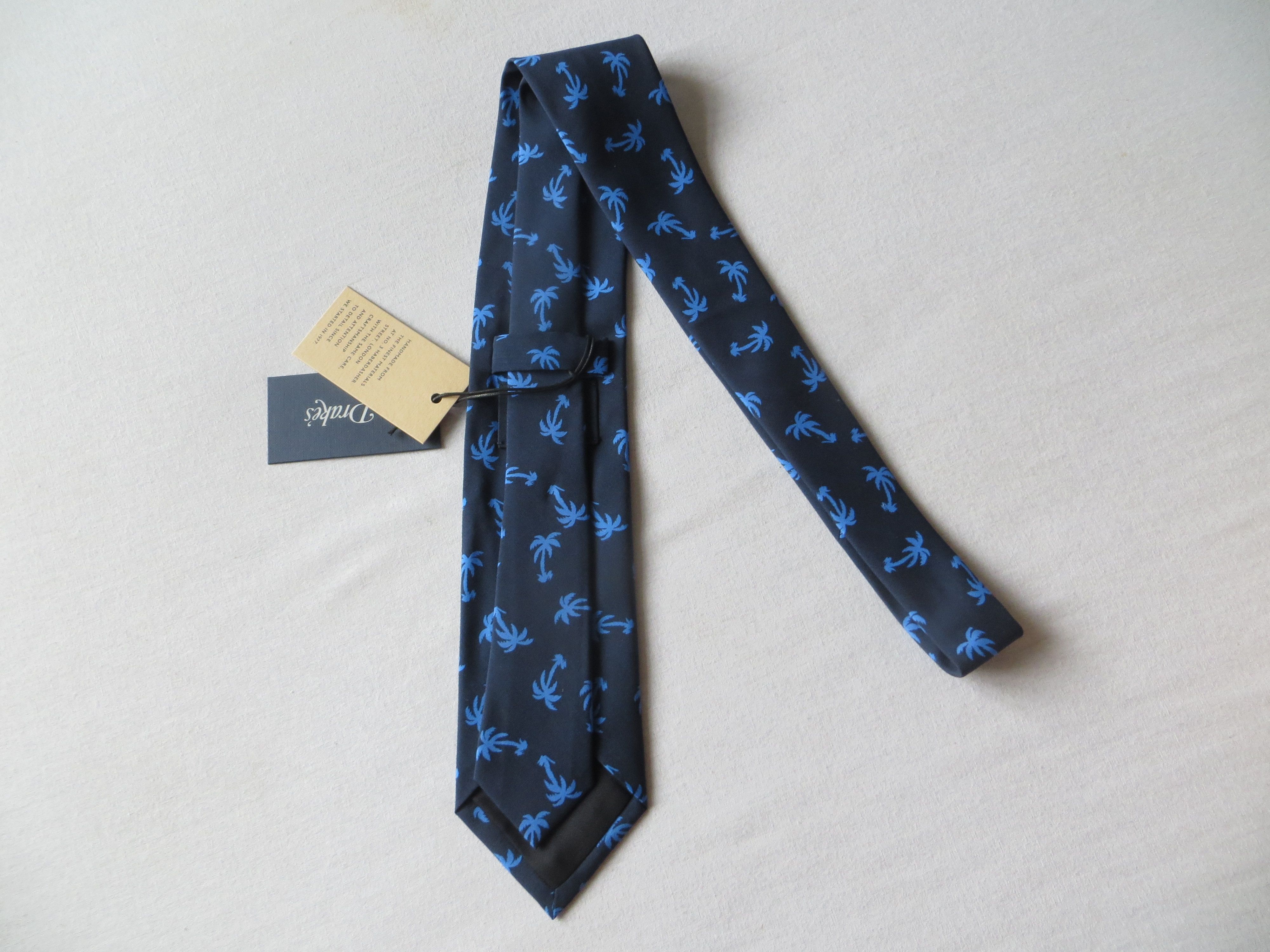 Drake's BLUE PALM TREE SILK TIE Size ONE SIZE - 1 Thumbnail
