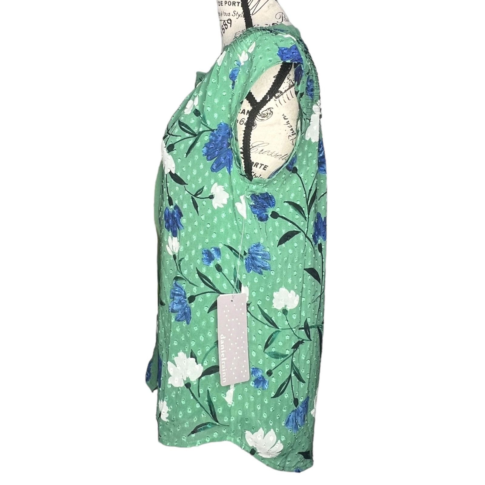 Other Green Raw Collar Blouse - Stitch Fix Fully Lined Floral Top Size S / US 4 / IT 40 - 2 Thumbnail
