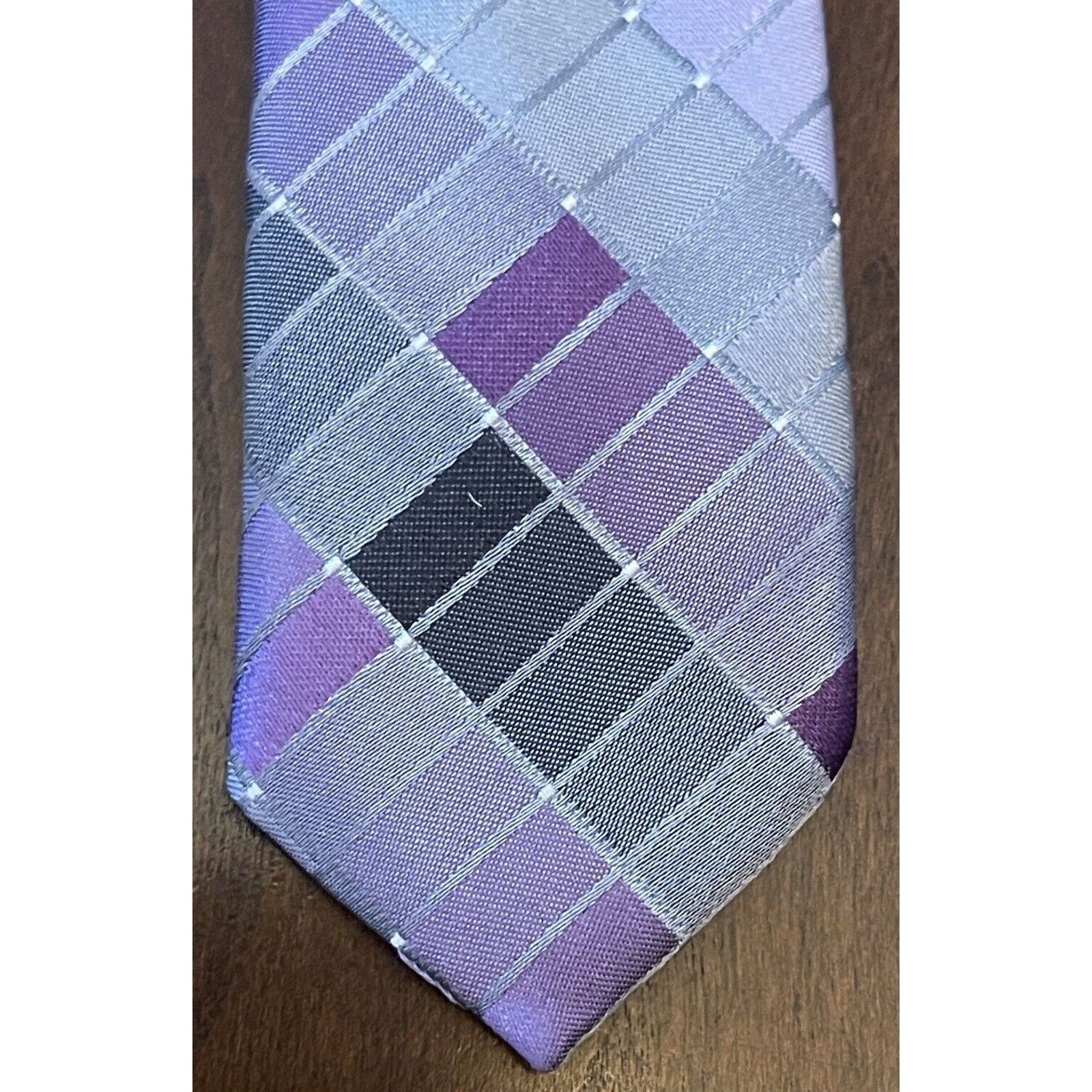 Calvin Klein Ck Calvin Klein Purple Gray 100% SilK Tie Made in China Size ONE SIZE - 6 Thumbnail