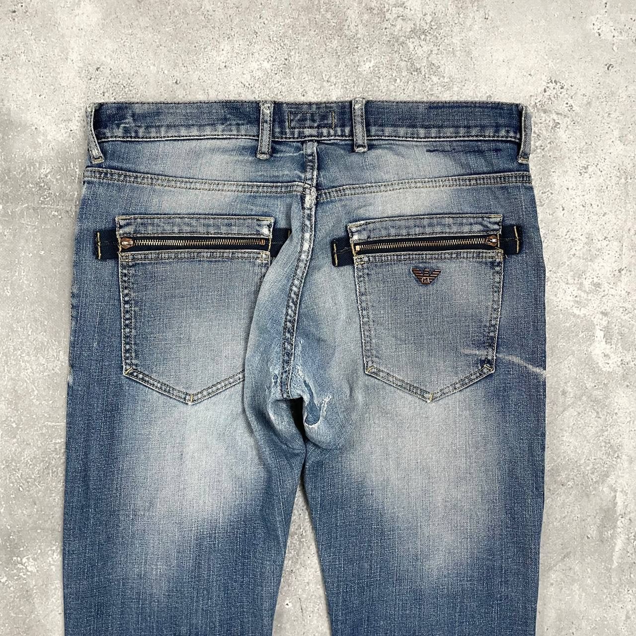 Armani Vintage 2000s ARMANI JEANS Distressed Y2K Jeans Blue Size 34 Size US 34 / EU 50 - 18 Thumbnail